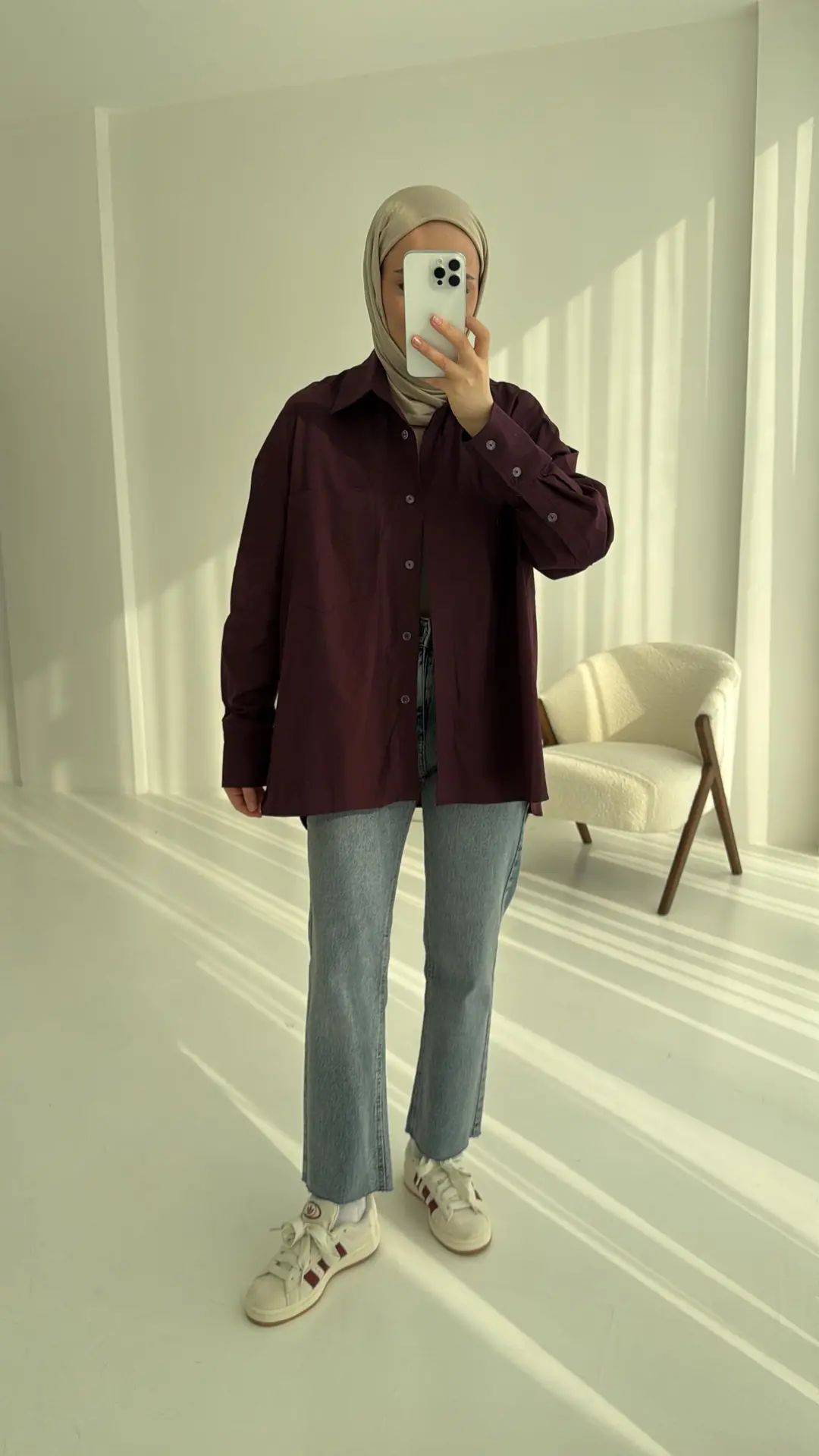 Tek Cepli Poplin Gömlek Bordo - Görsel 2