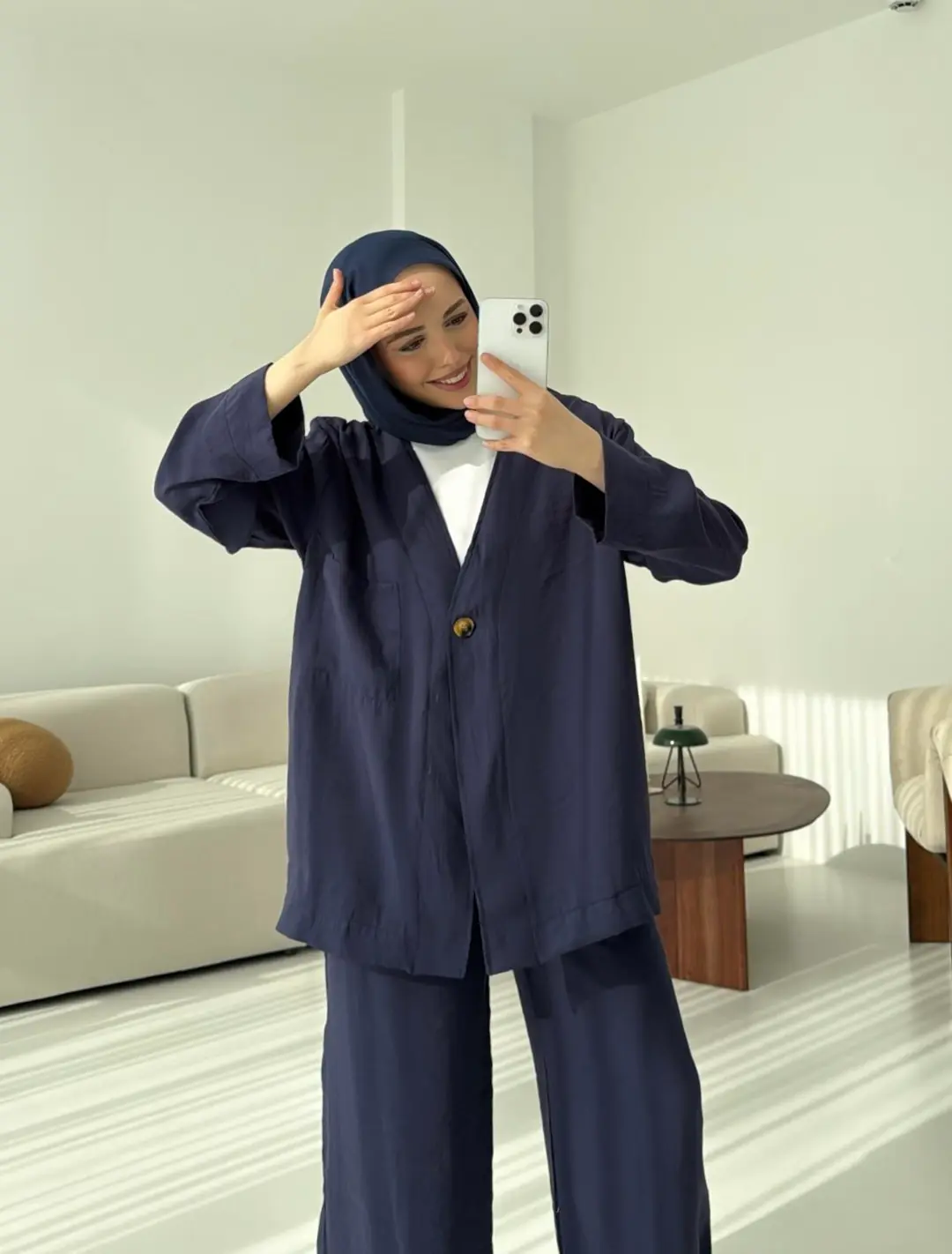 Tek Düğme Cepli Takım Lacivert - Görsel 2