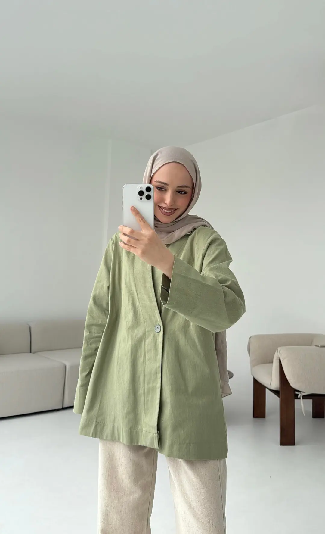 Tek Düğmeli Ceket Acık Yeşil