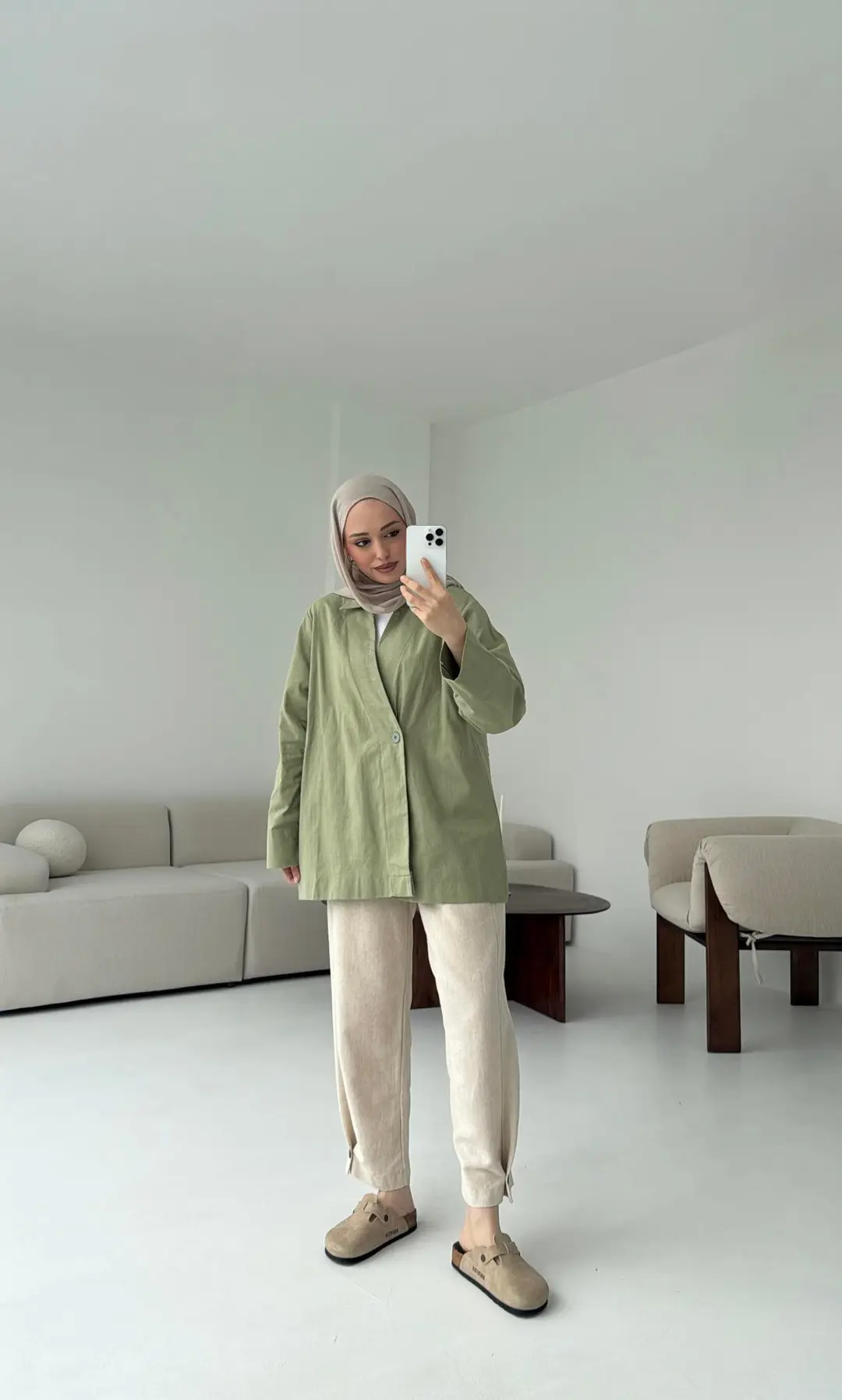 Tek Düğmeli Ceket Acık Yeşil - Görsel 3