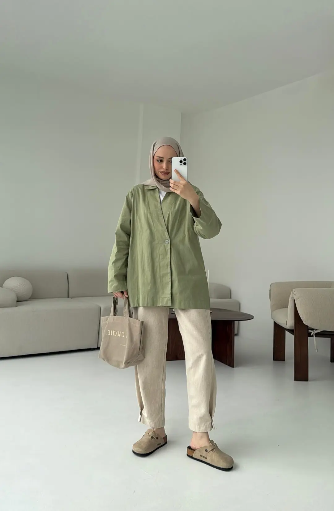 Tek Düğmeli Ceket Acık Yeşil - Görsel 4