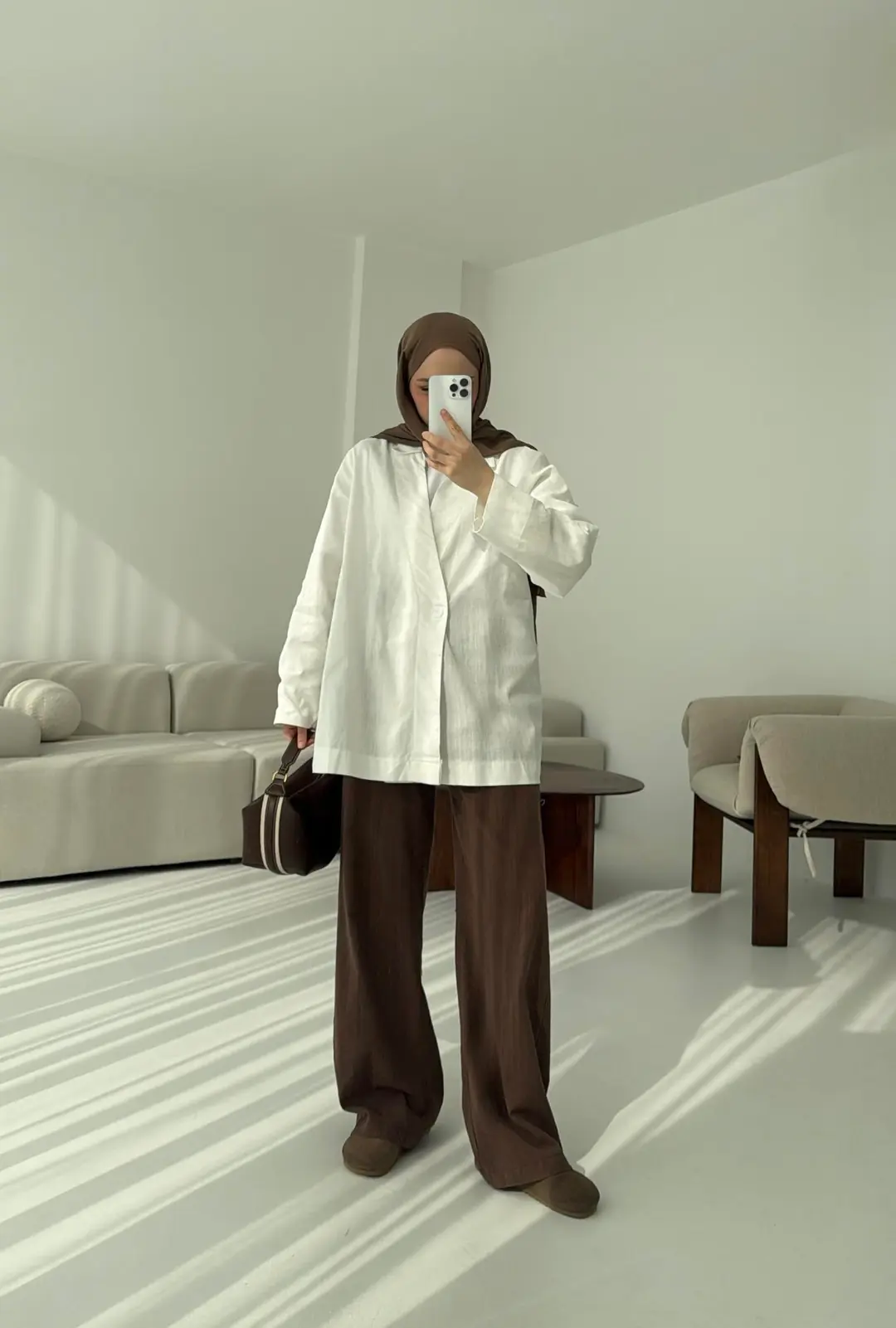 Tek Düğmeli Ceket Beyaz - Görsel 4