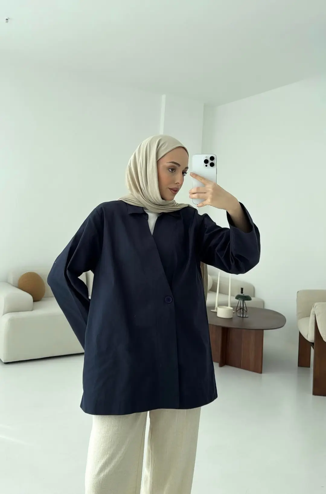 Tek Düğmeli Ceket Lacivert - Görsel 3