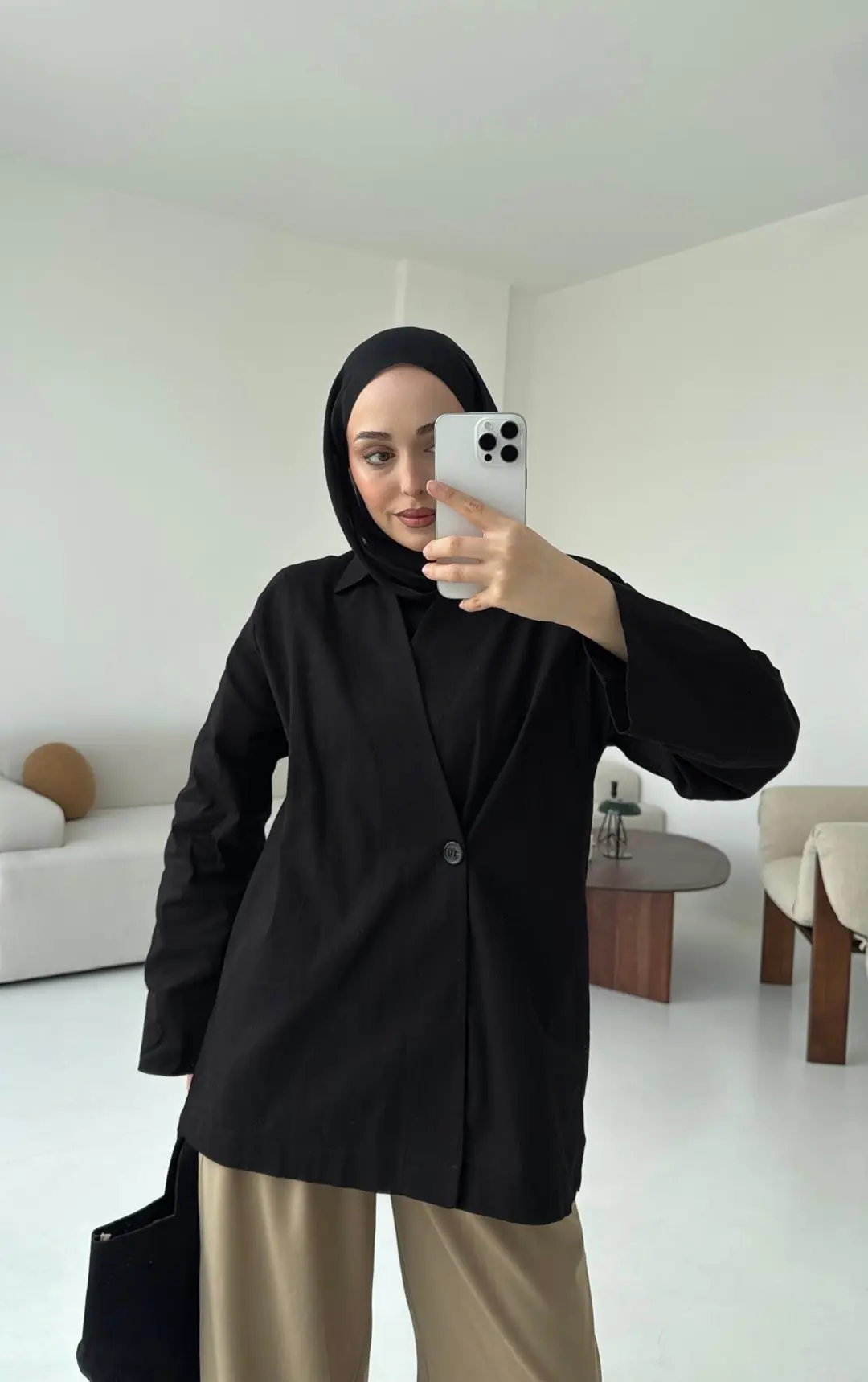 Tek Düğmeli Ceket Siyah