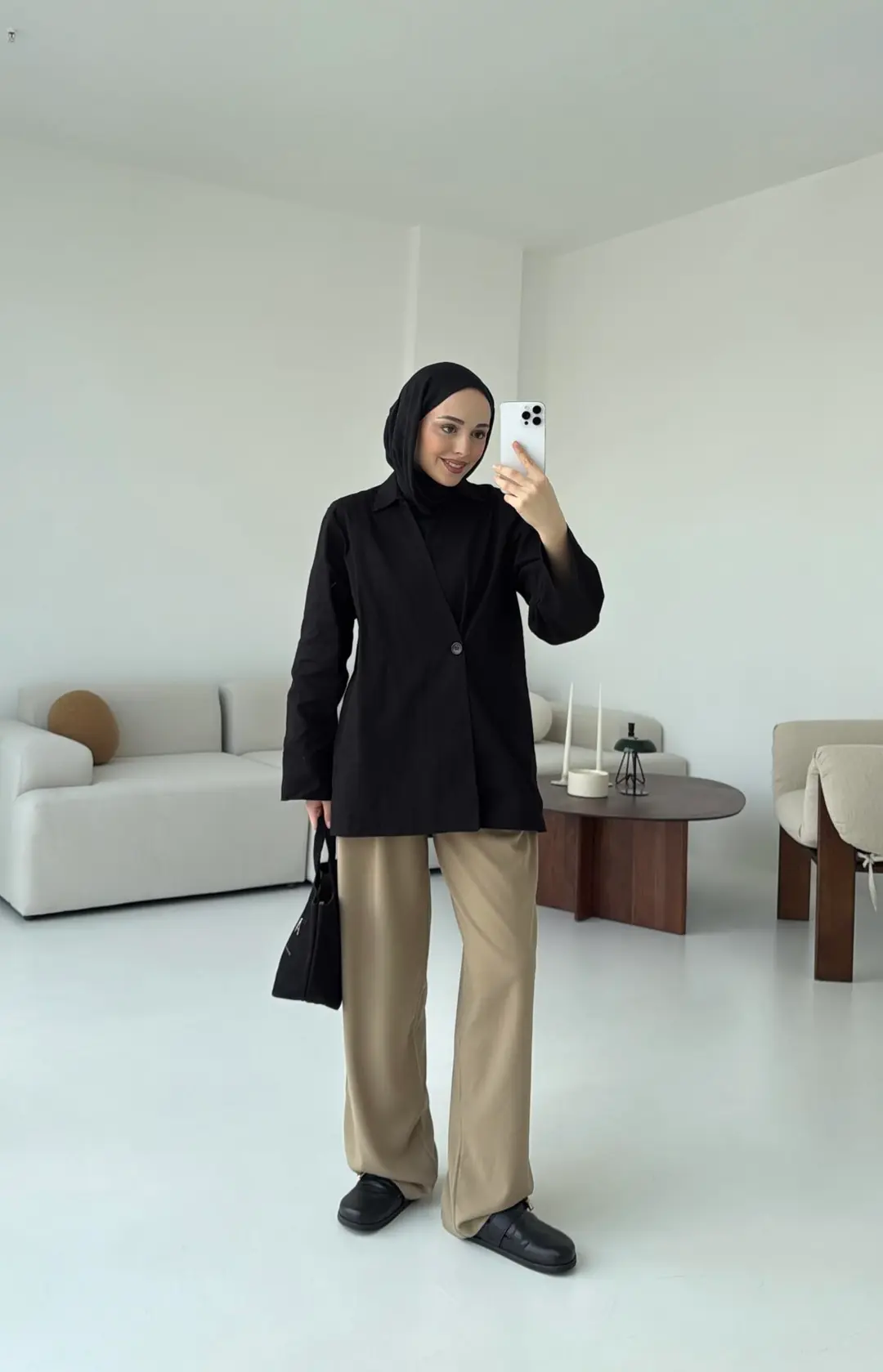 Tek Düğmeli Ceket Siyah - Görsel 5