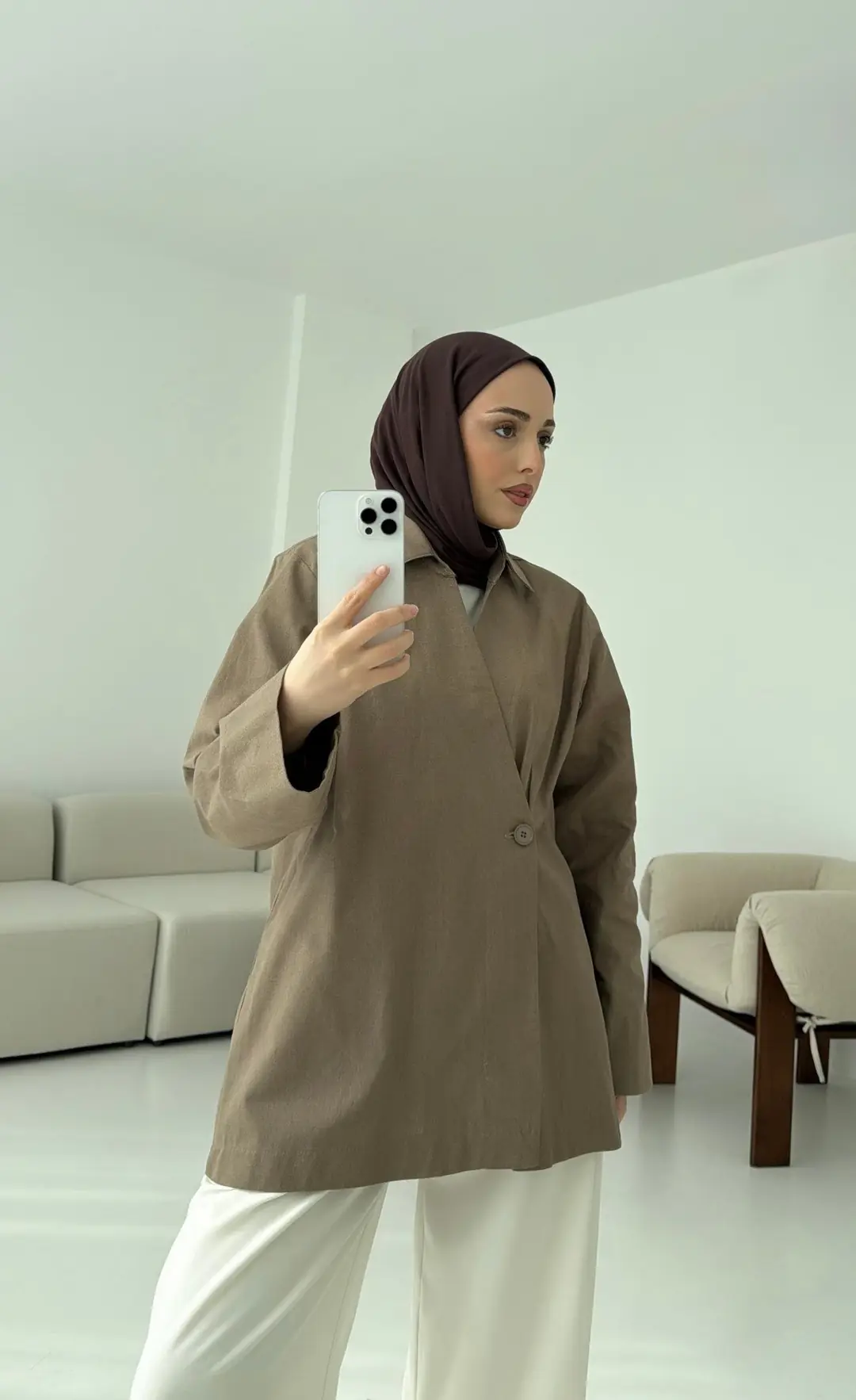 Tek Düğmeli Ceket Vizon