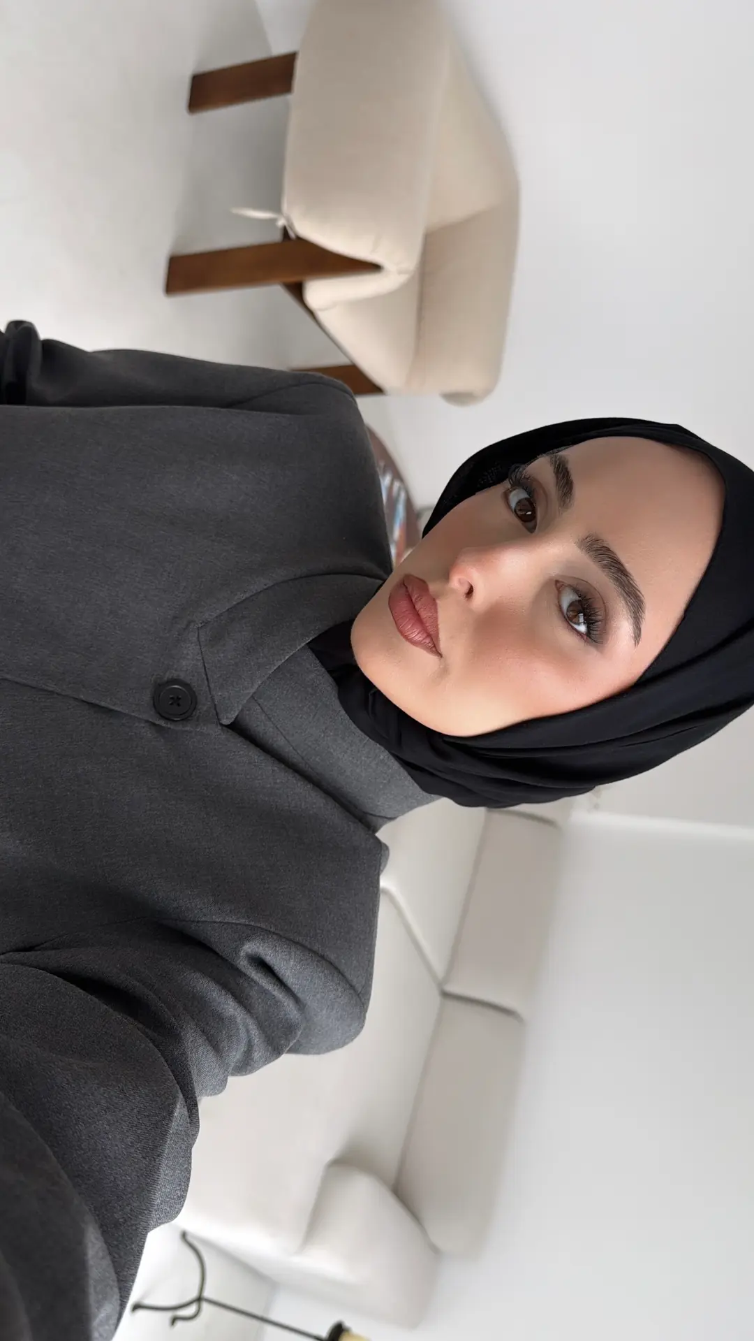 Tek Düğmeli Hakim Yaka Ceket Koyu Gri - Görsel 4