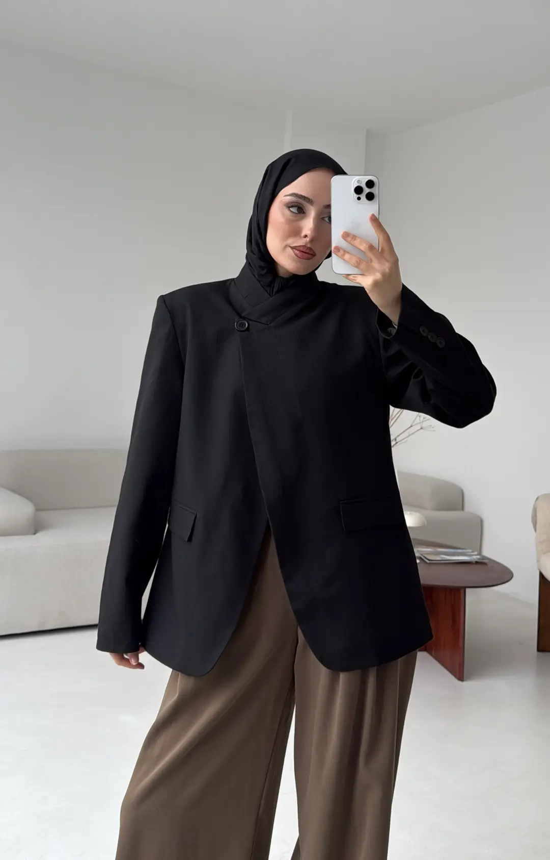 Tek Düğmeli Hakim Yaka Ceket Siyah