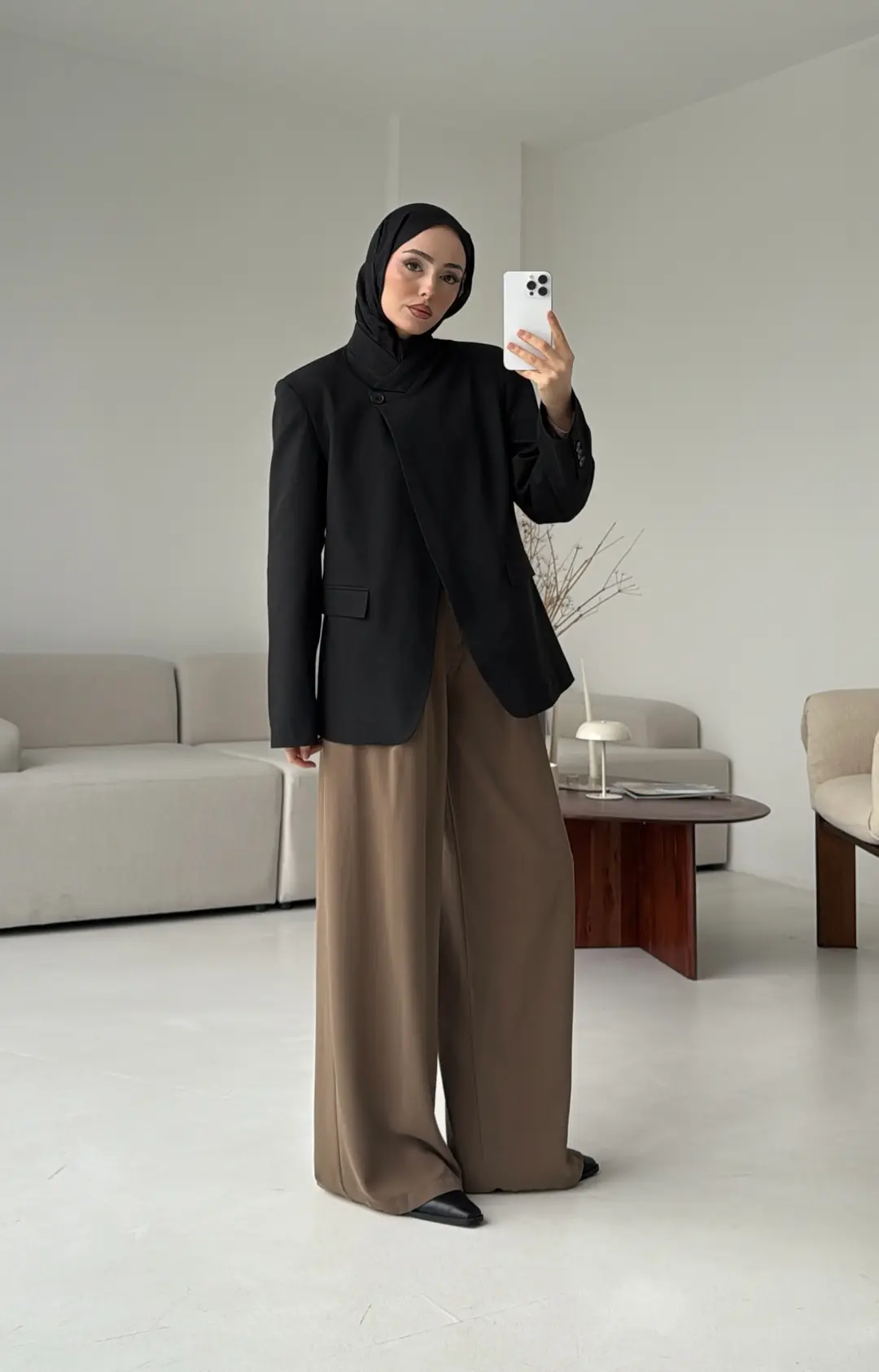 Tek Düğmeli Hakim Yaka Ceket Siyah - Görsel 5