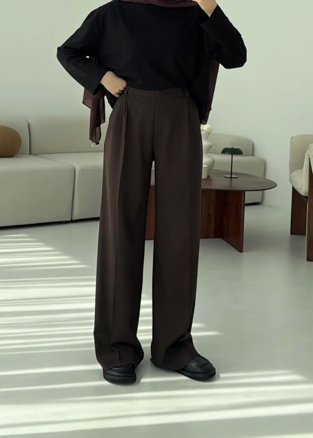 Tek Pile Premiumm Kumaş Pantolon Kahve - Görsel 2