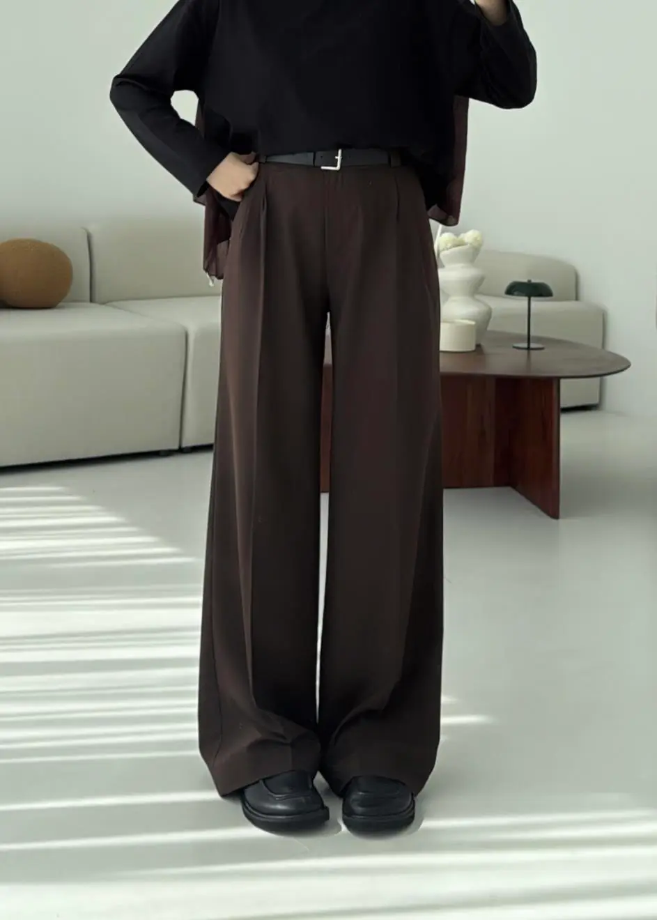 Tek Pile Premiumm Kumaş Pantolon Kahve - Görsel 3