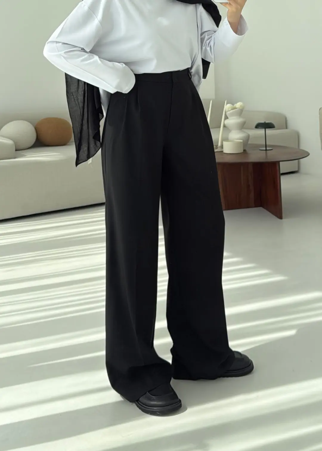 Tek Pile Premiumm Kumaş Pantolon Siyah - Görsel 2