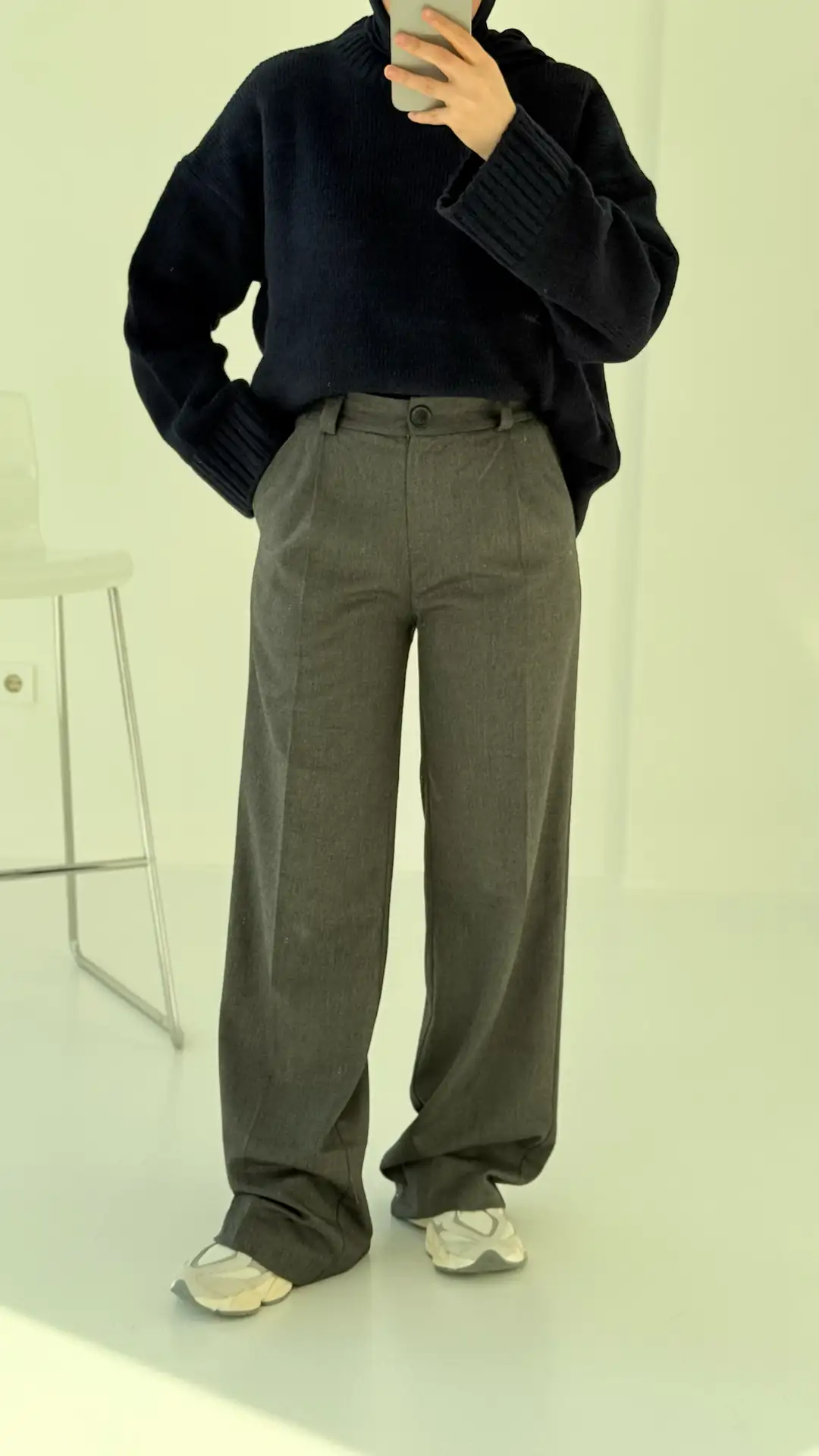 Tek Pileli Kumaş Pantolon Antrasit - Görsel 2