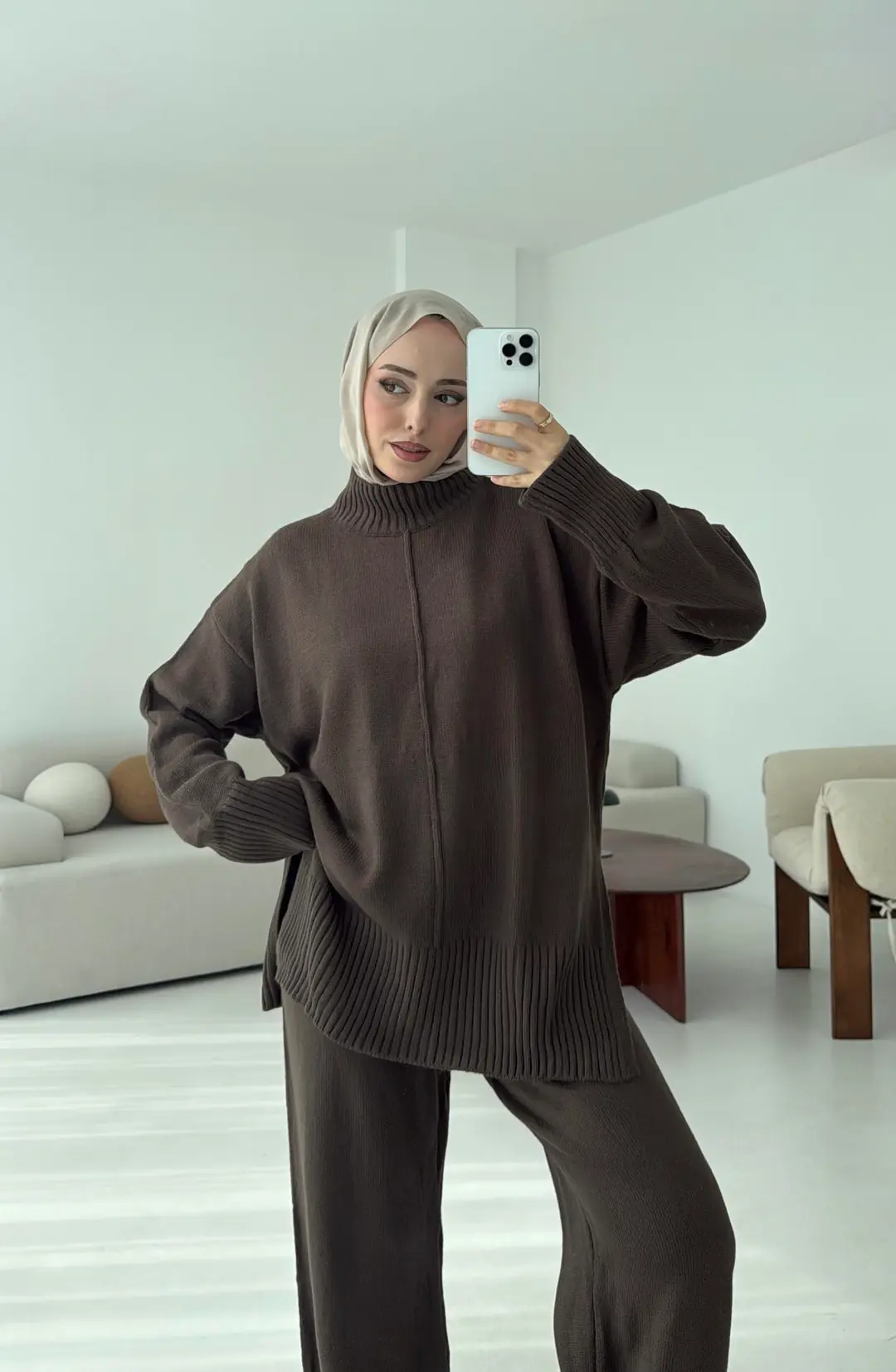 Tek Yaka Takım Kahve - Görsel 4