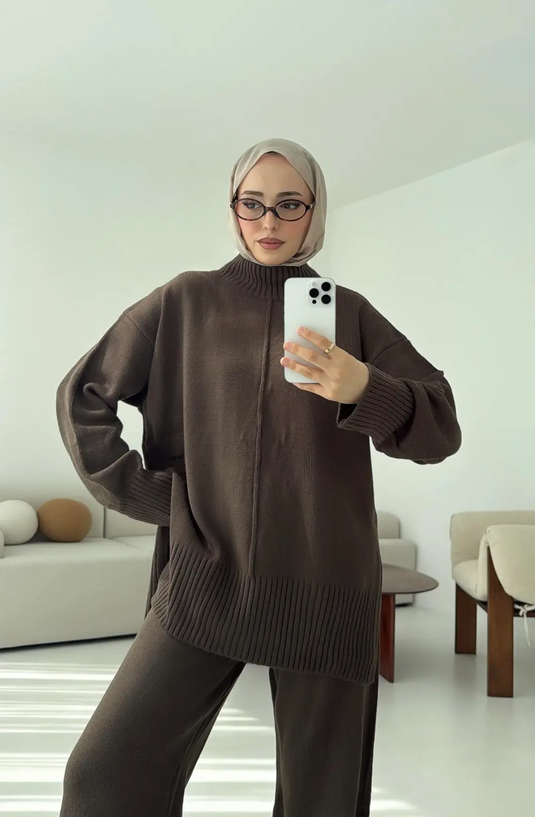 Tek Yaka Takım Kahve - Görsel 6