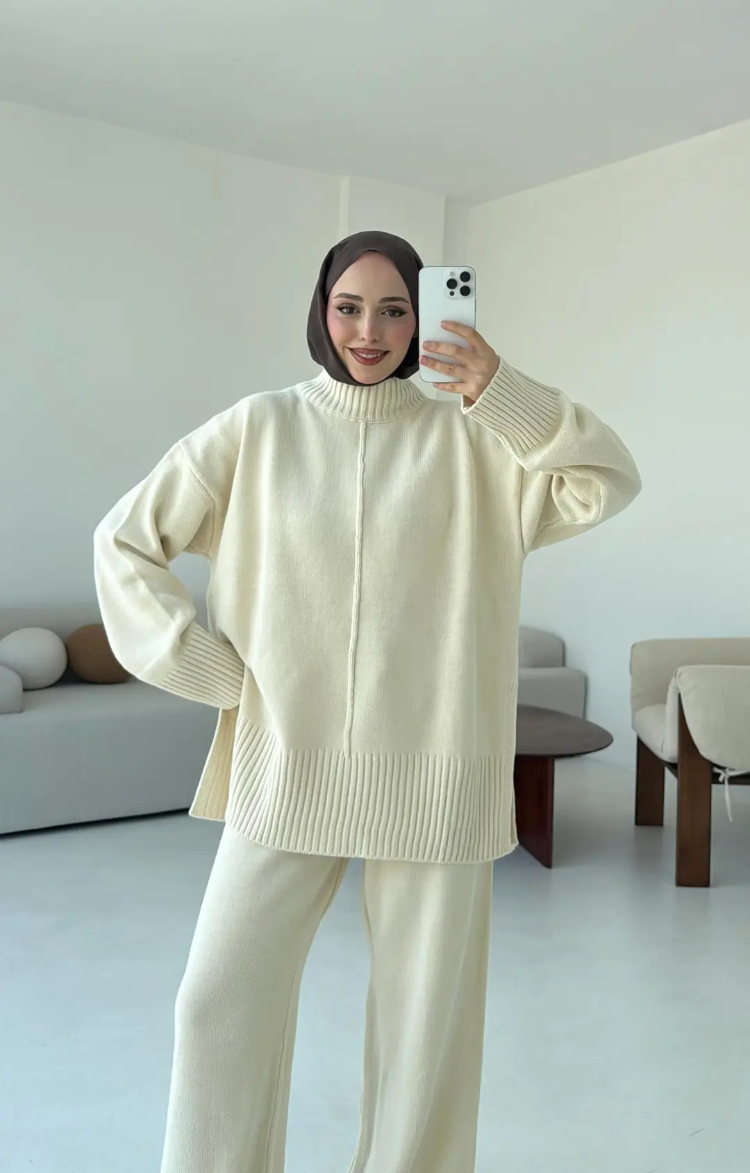 Tek Yaka Takım Krem - Görsel 6