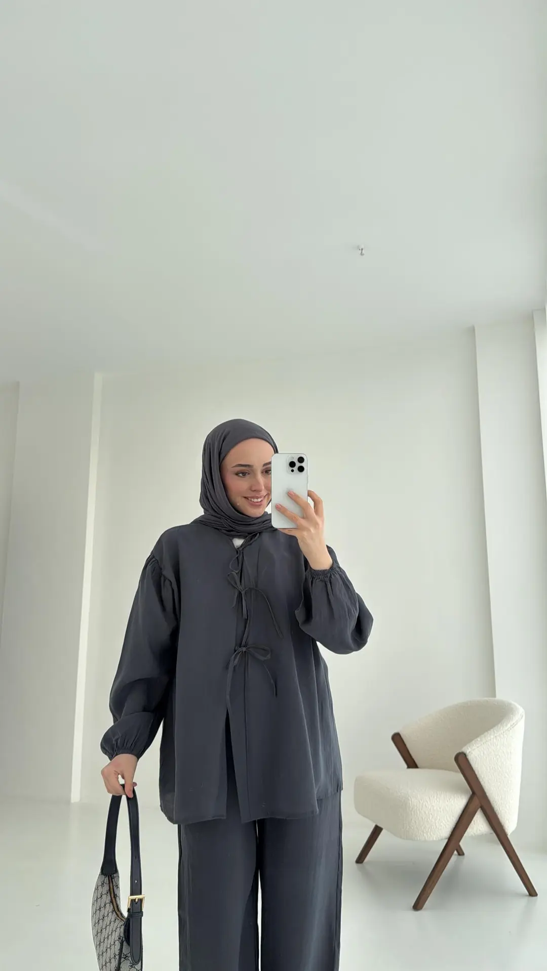 Tencel Bağlamalı Takım Gri - Görsel 5