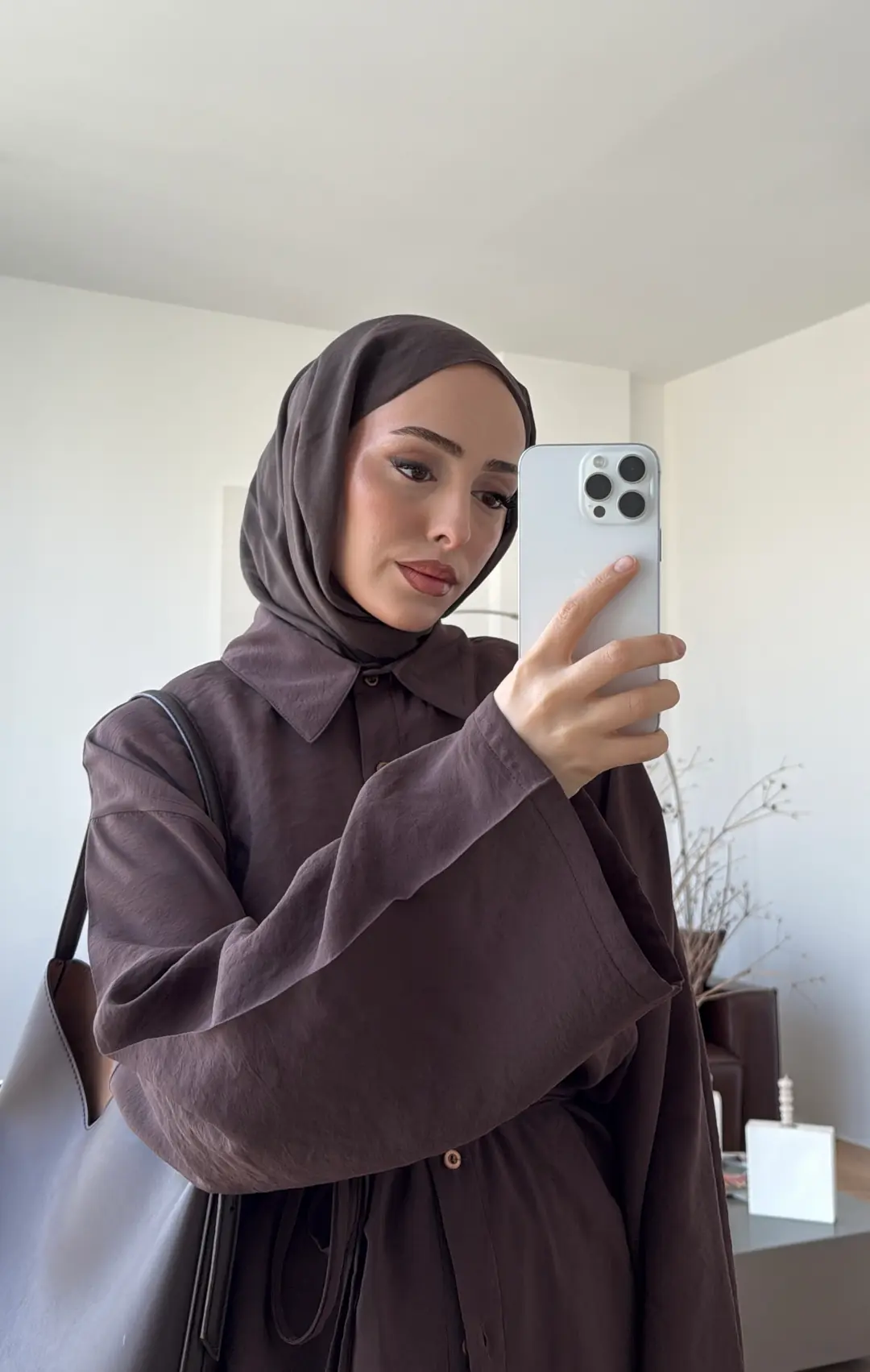 Tencel Bağlamalı Takım Kahve - Görsel 2