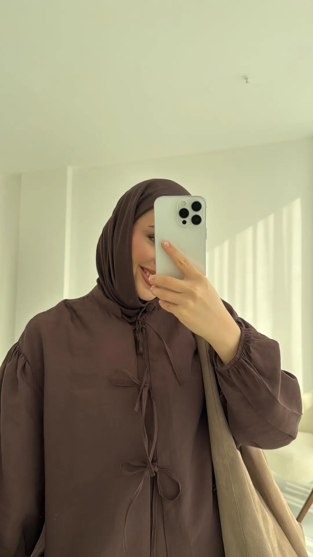 Tencel Bağlamalı Takım Kahve - Görsel 3