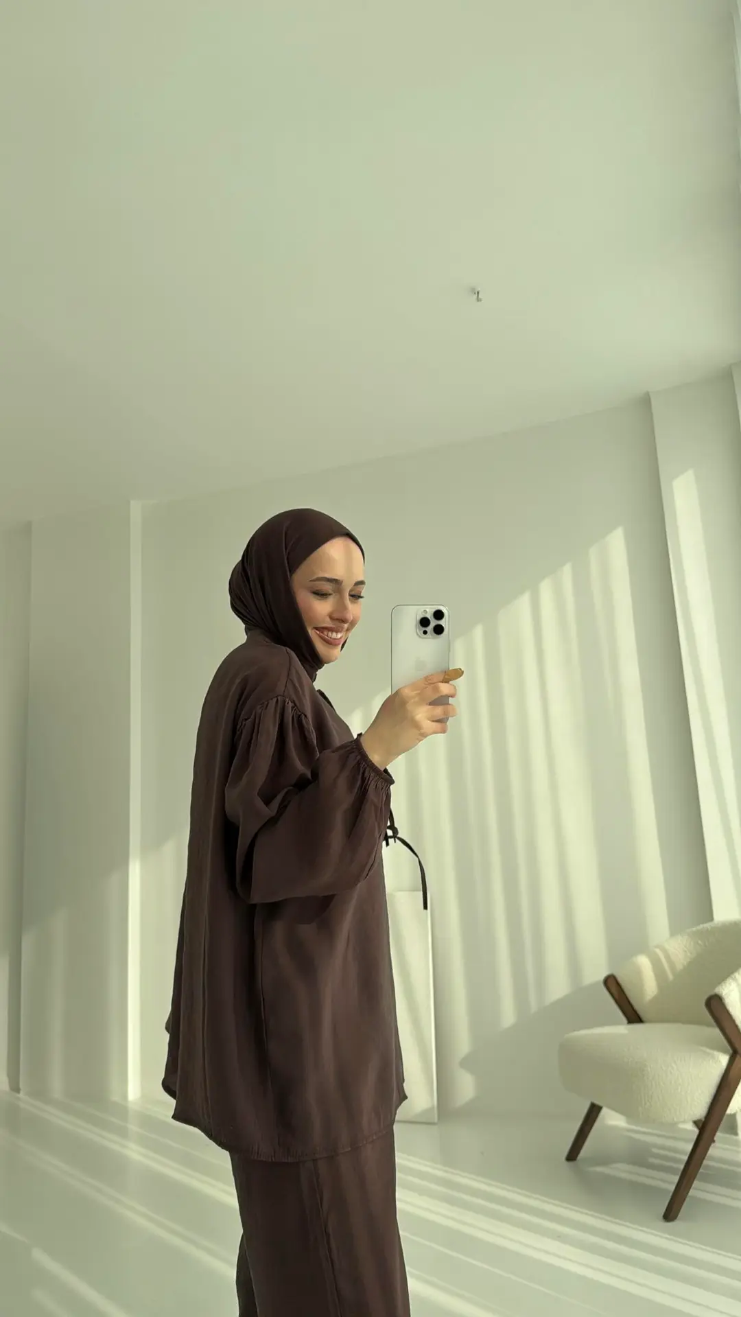 Tencel Bağlamalı Takım Kahve - Görsel 4