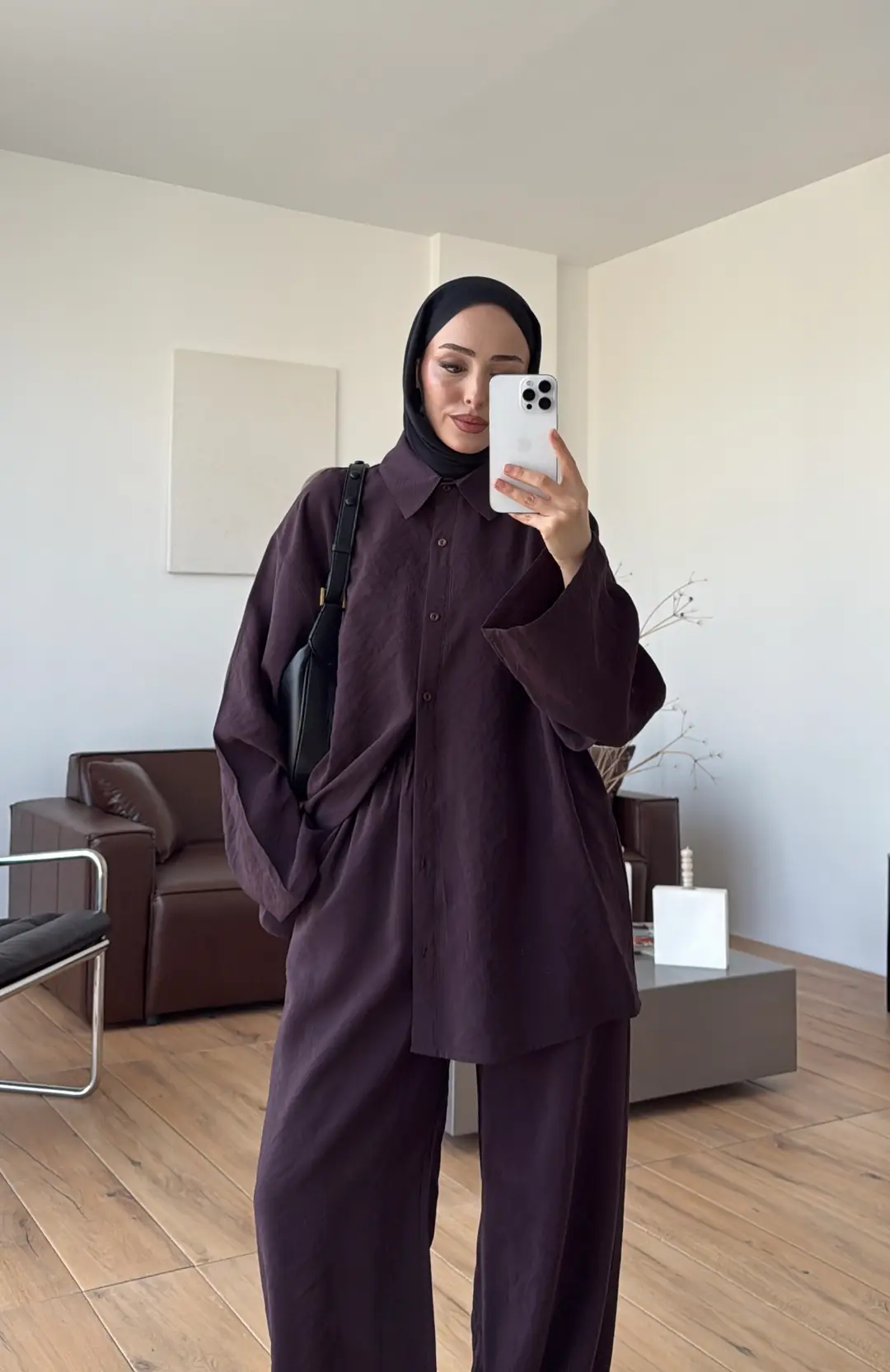 Tencel Bağlamalı Takım Mürdüm - Görsel 2