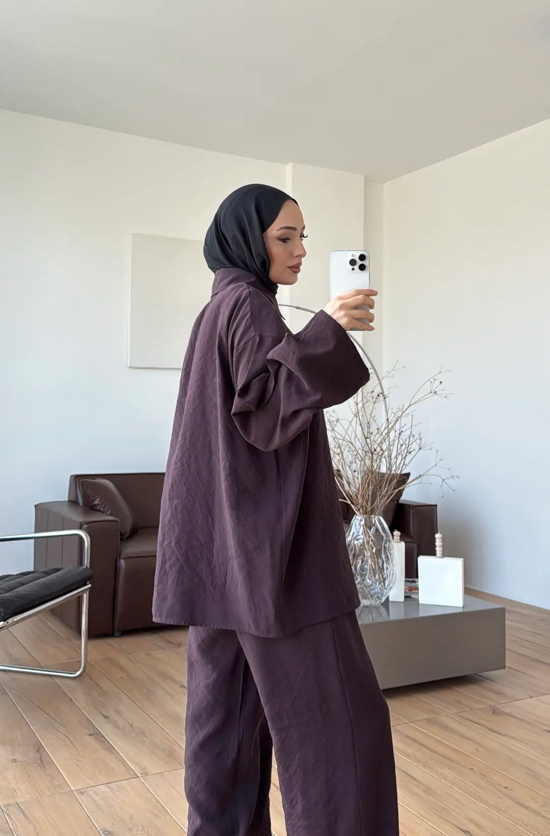 Tencel Bağlamalı Takım Mürdüm - Görsel 3