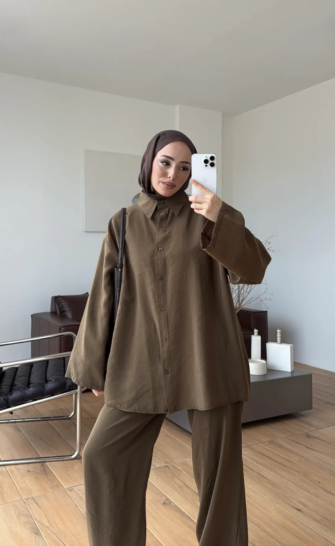 Tencel Bağlamalı Takım Olive - Görsel 2