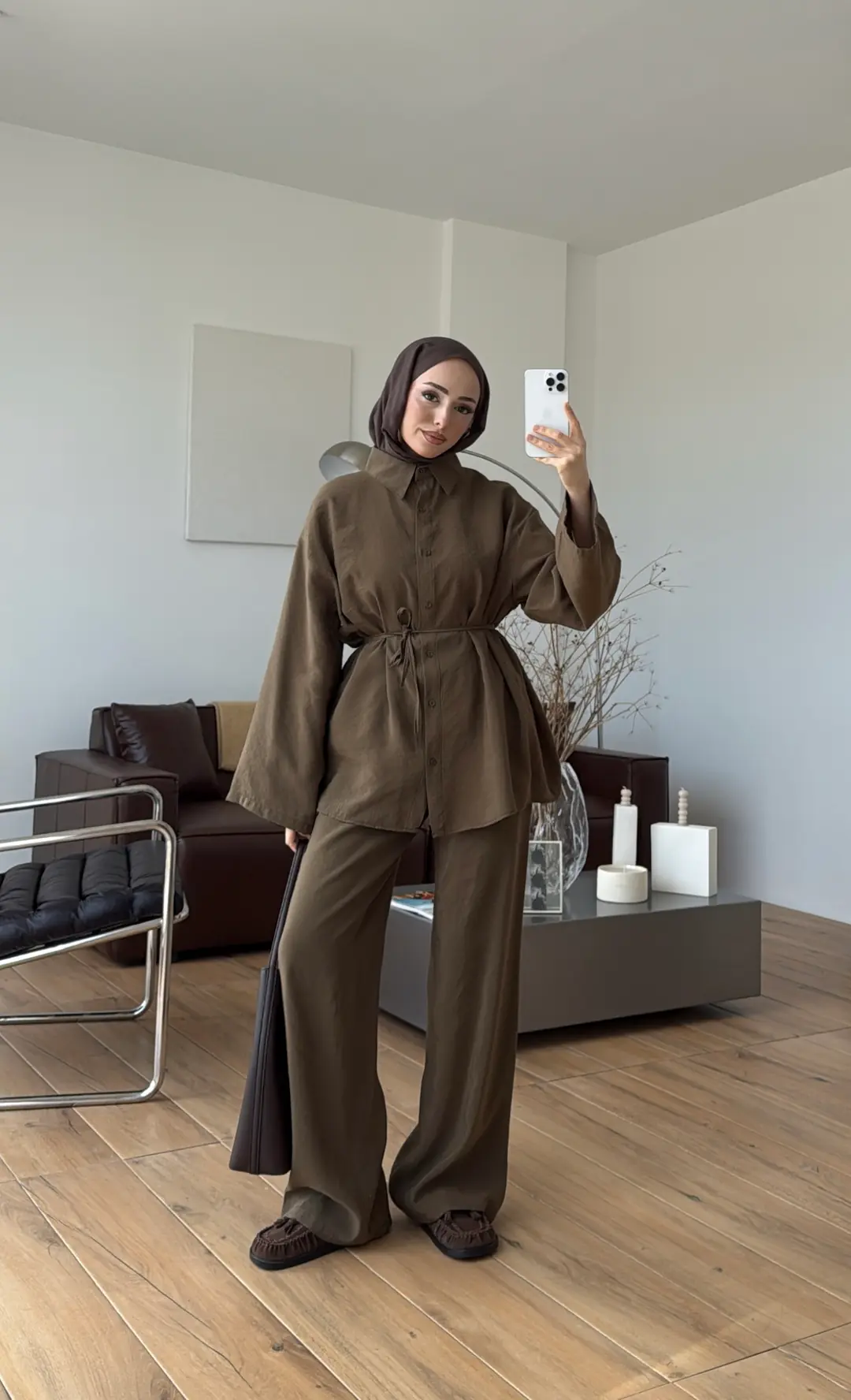 Tencel Bağlamalı Takım Olive - Görsel 5