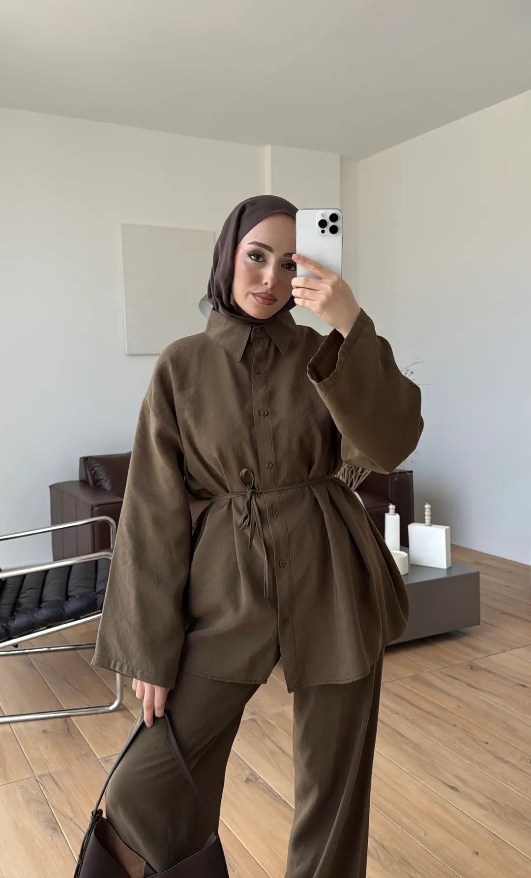 Tencel Bağlamalı Takım Olive - Görsel 8