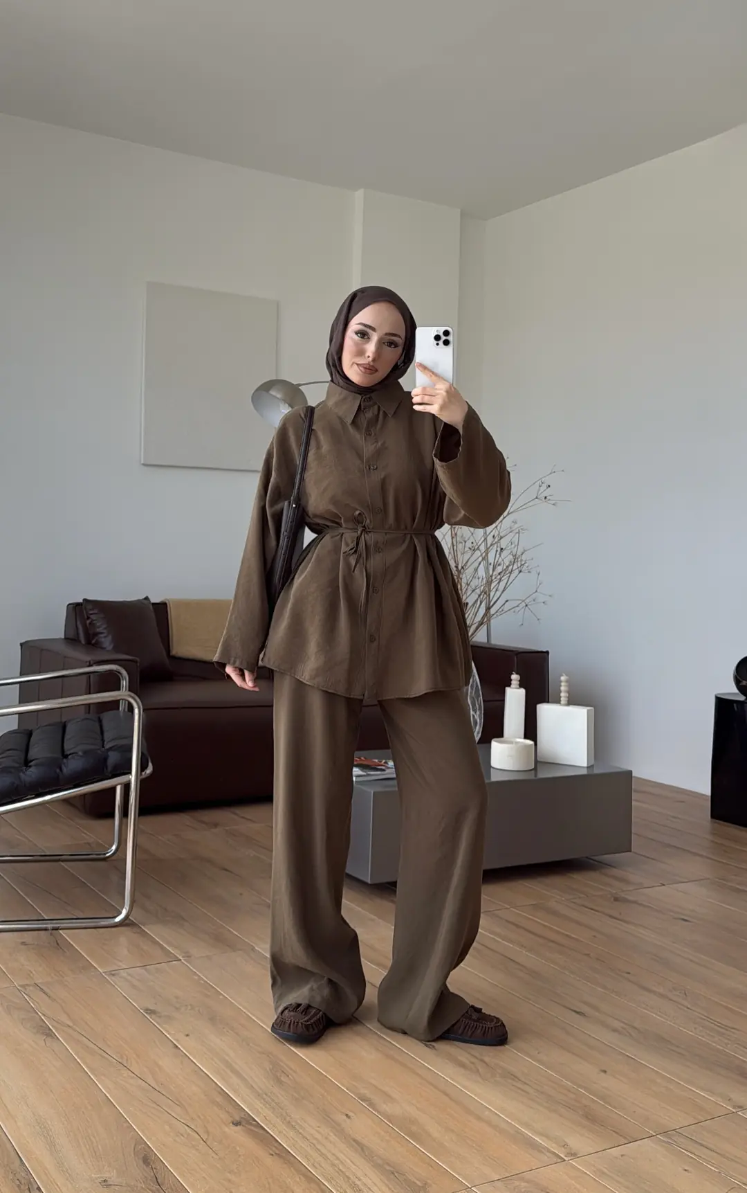 Tencel Bağlamalı Takım Olive - Görsel 9