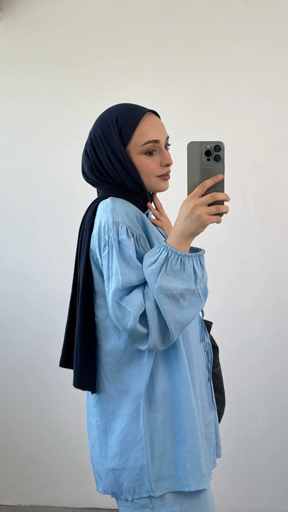 Tencel Önden Bağlamalı Kimonolu Takım Mavi - Görsel 2