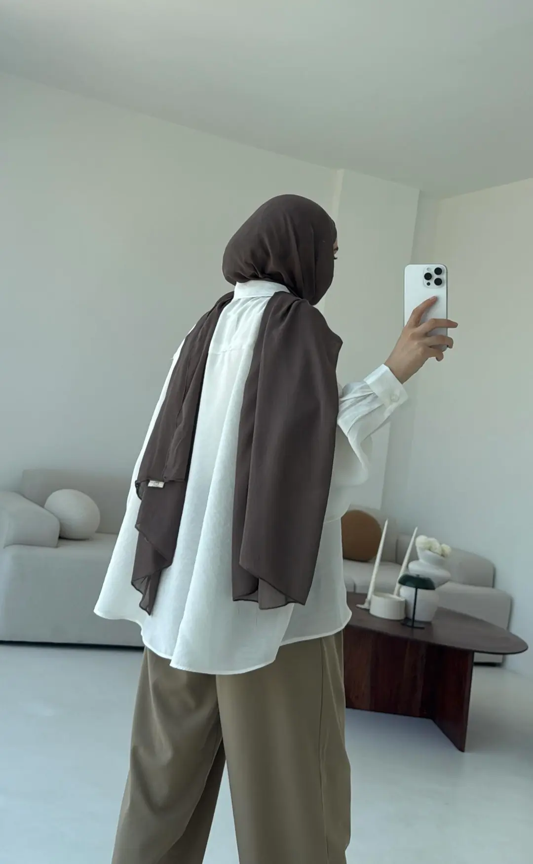 Tencel Pis Dikiş Oversize Beyaz Gömlek - Görsel 9