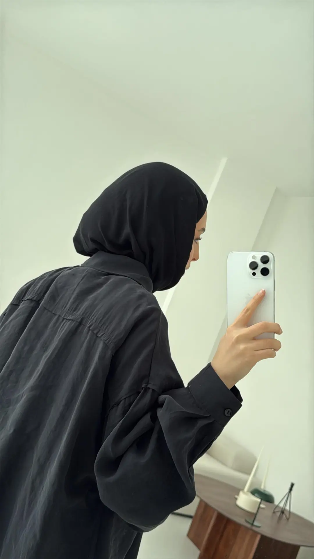 Tencel Pis Dikiş Oversize Siyah Gömlek - Görsel 3