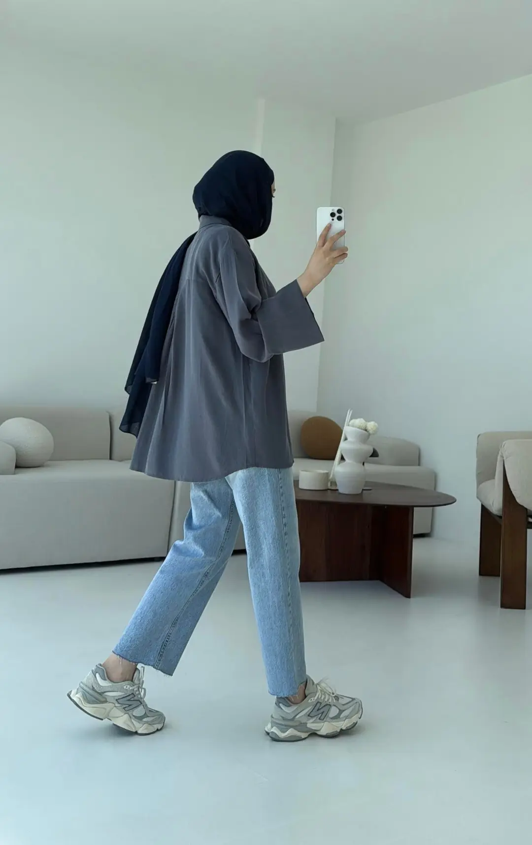 Tencel Yıkamalı Gömlek Antrasit - Görsel 5