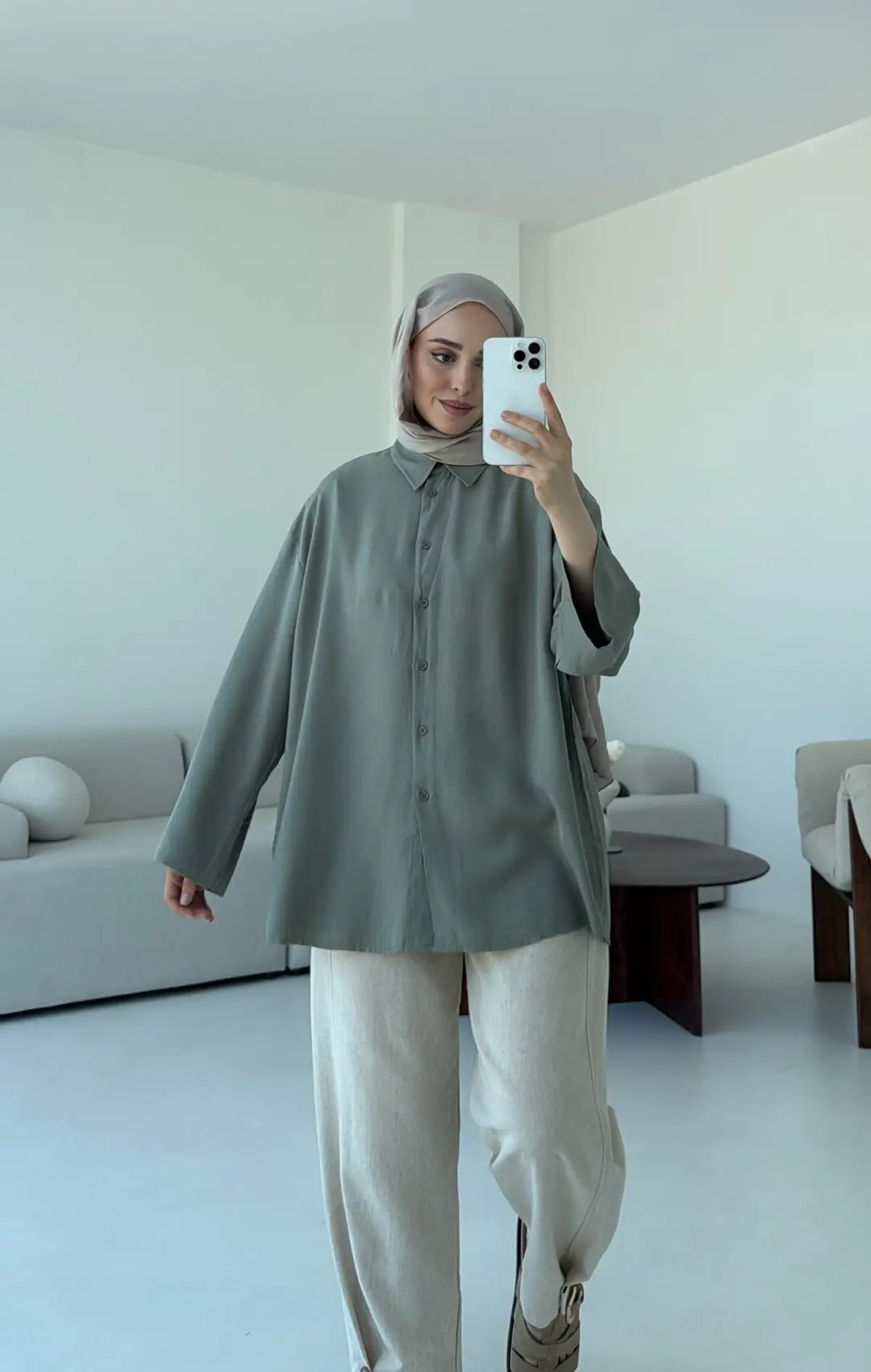 Tencel Yıkamalı Gömlek Cağla - Görsel 3