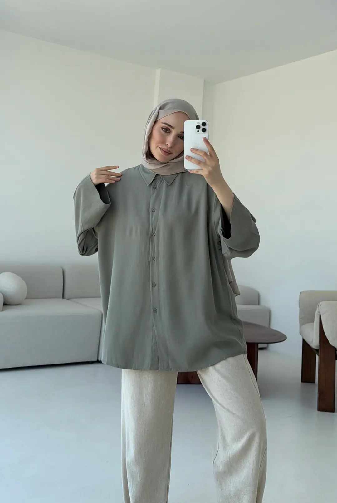 Tencel Yıkamalı Gömlek Cağla - Görsel 7