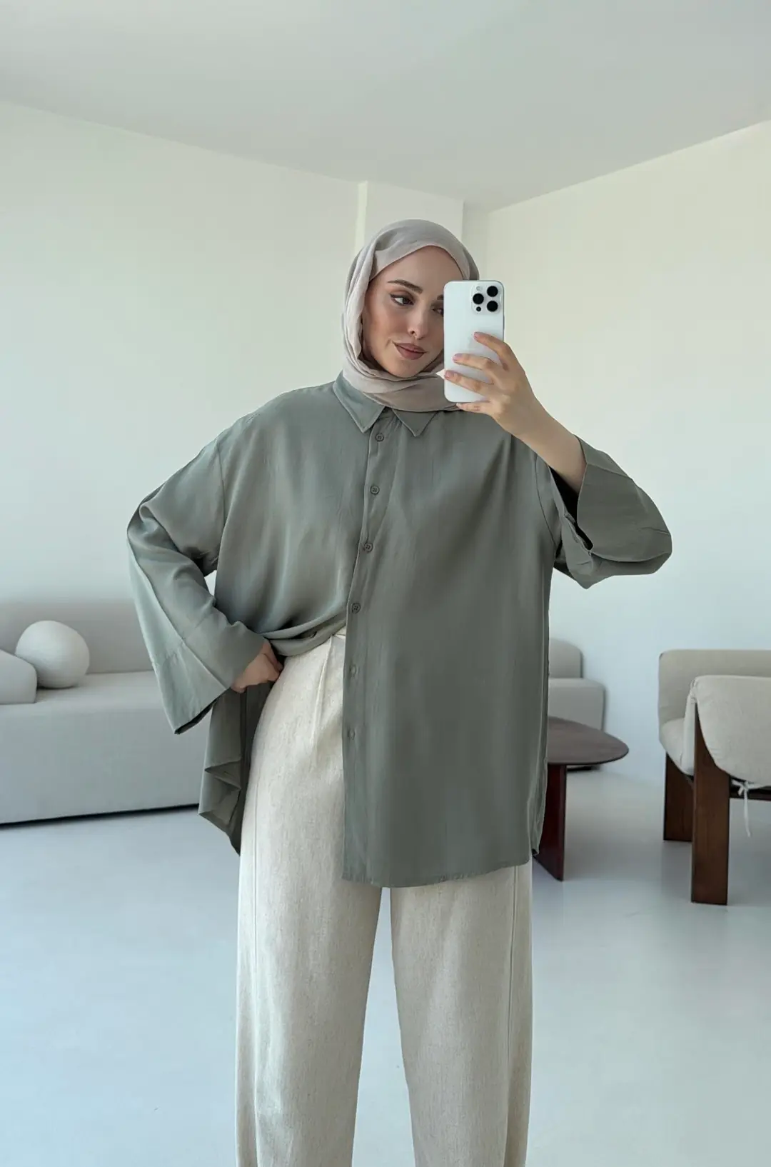 Tencel Yıkamalı Gömlek Cağla - Görsel 8