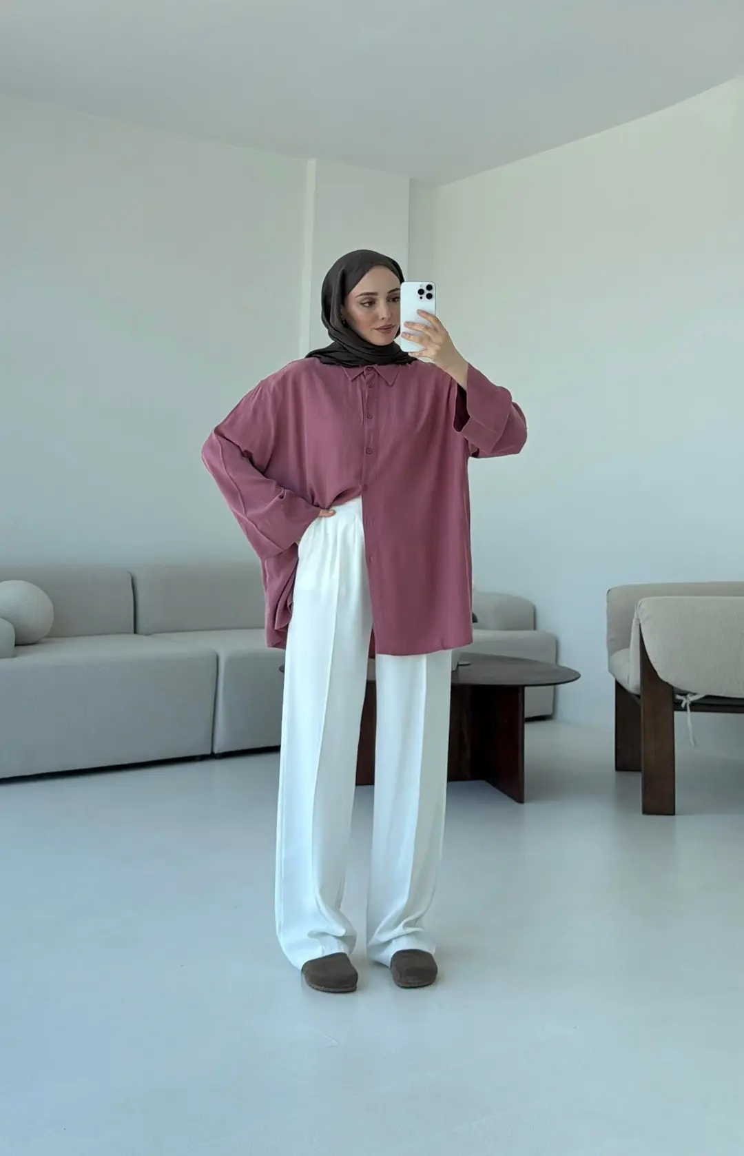 Tencel Yıkamalı Gömlek Gül Kurusu - Görsel 6