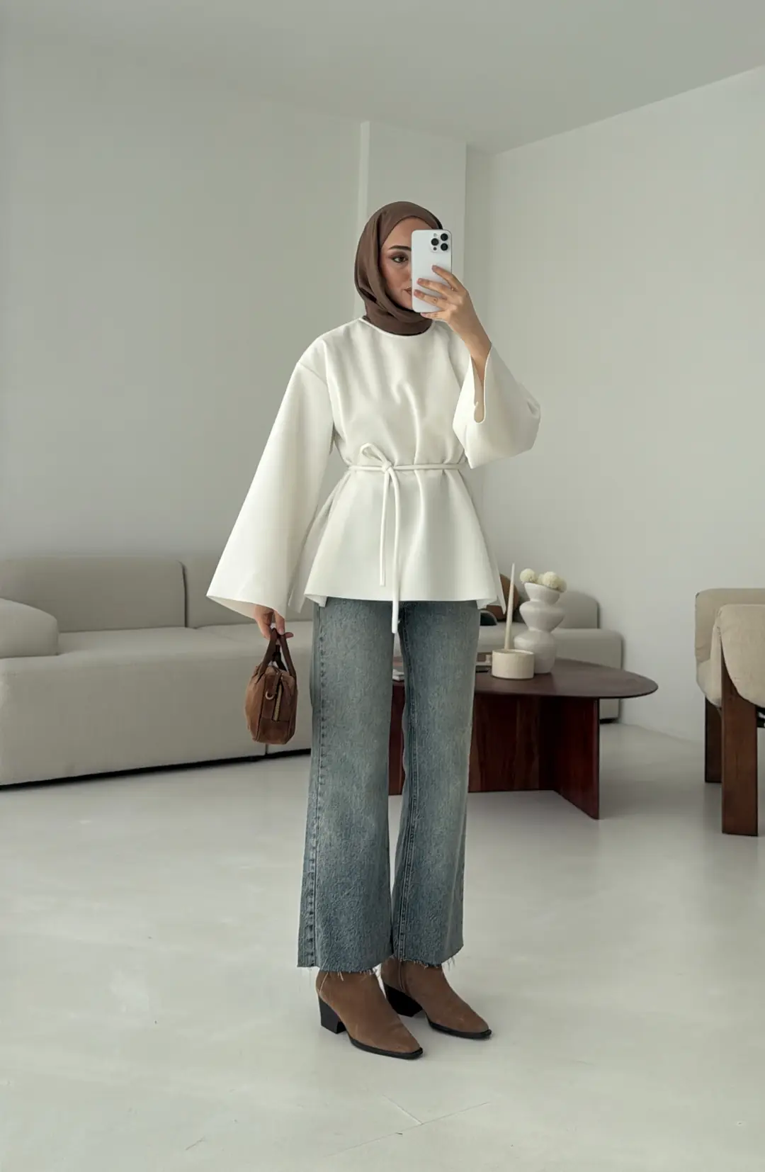 Tok Kumaş Bluz Beyaz - Görsel 10