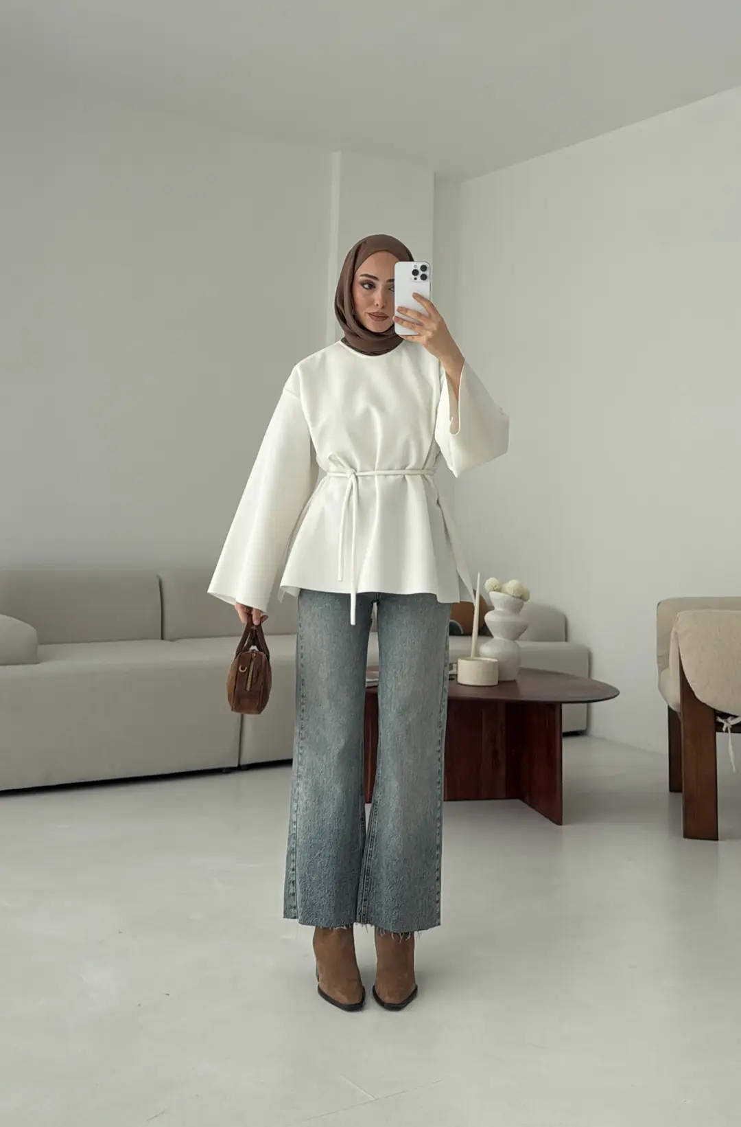 Tok Kumaş Bluz Beyaz - Görsel 6