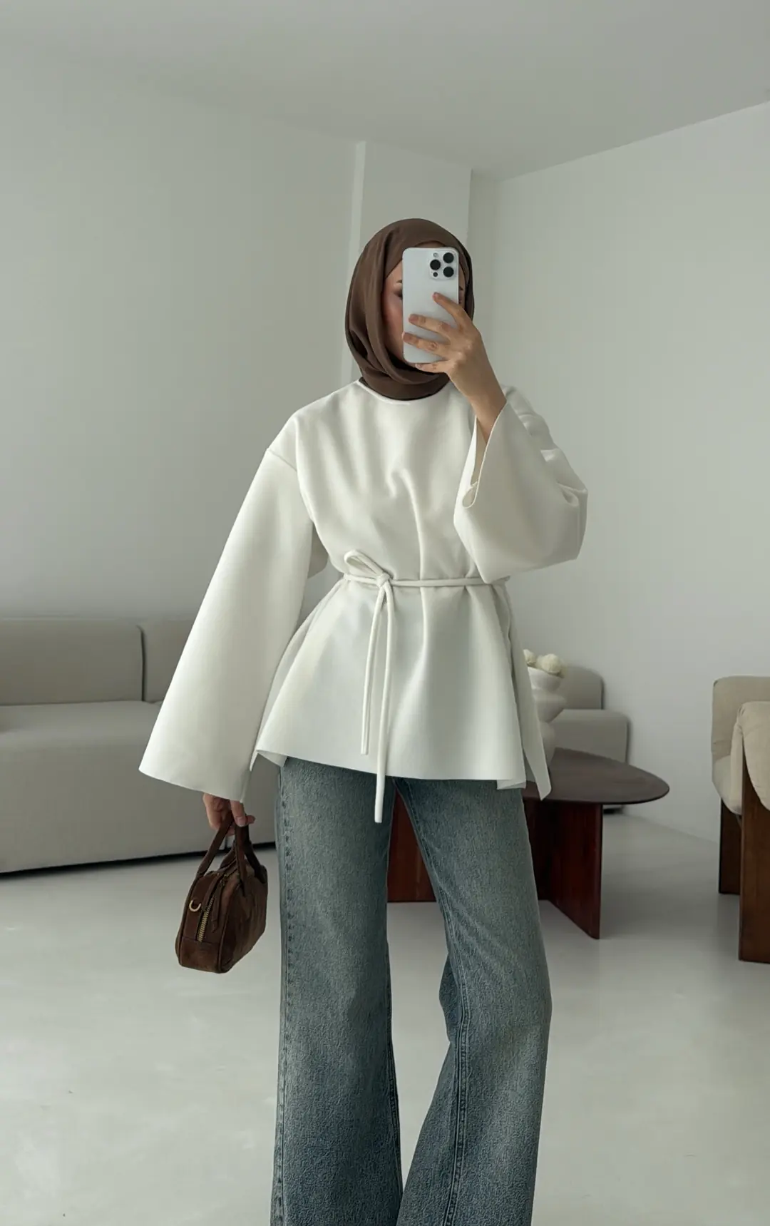 Tok Kumaş Bluz Beyaz - Görsel 9