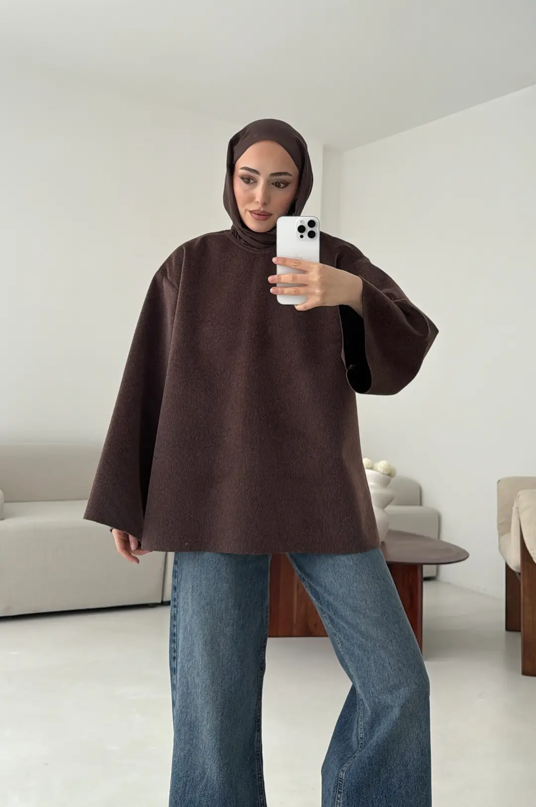 Tok Kumaş Bluz Kahve - Görsel 3