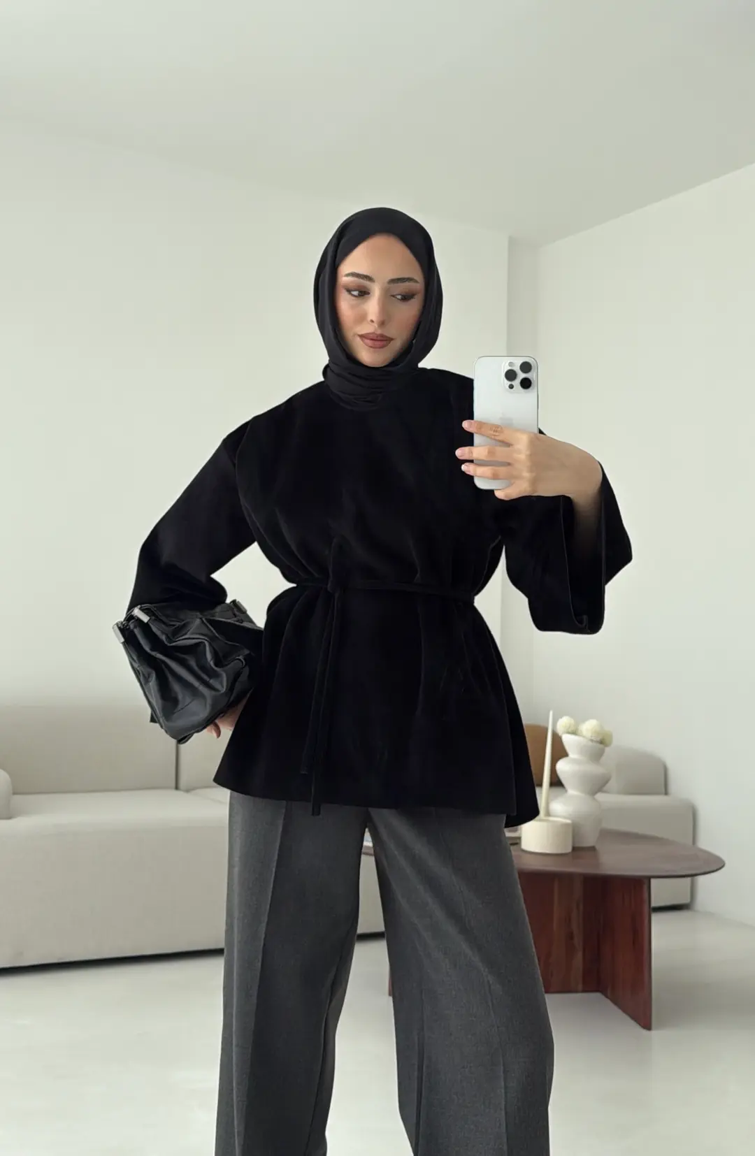 Tok Kumaş Bluz Siyah - Görsel 6