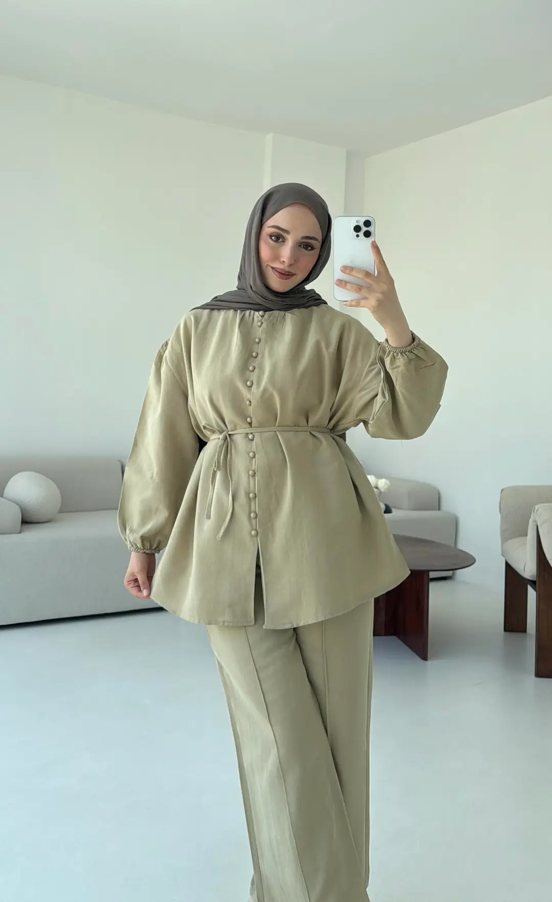 Top Dügmeli Takım Haki - Görsel 5