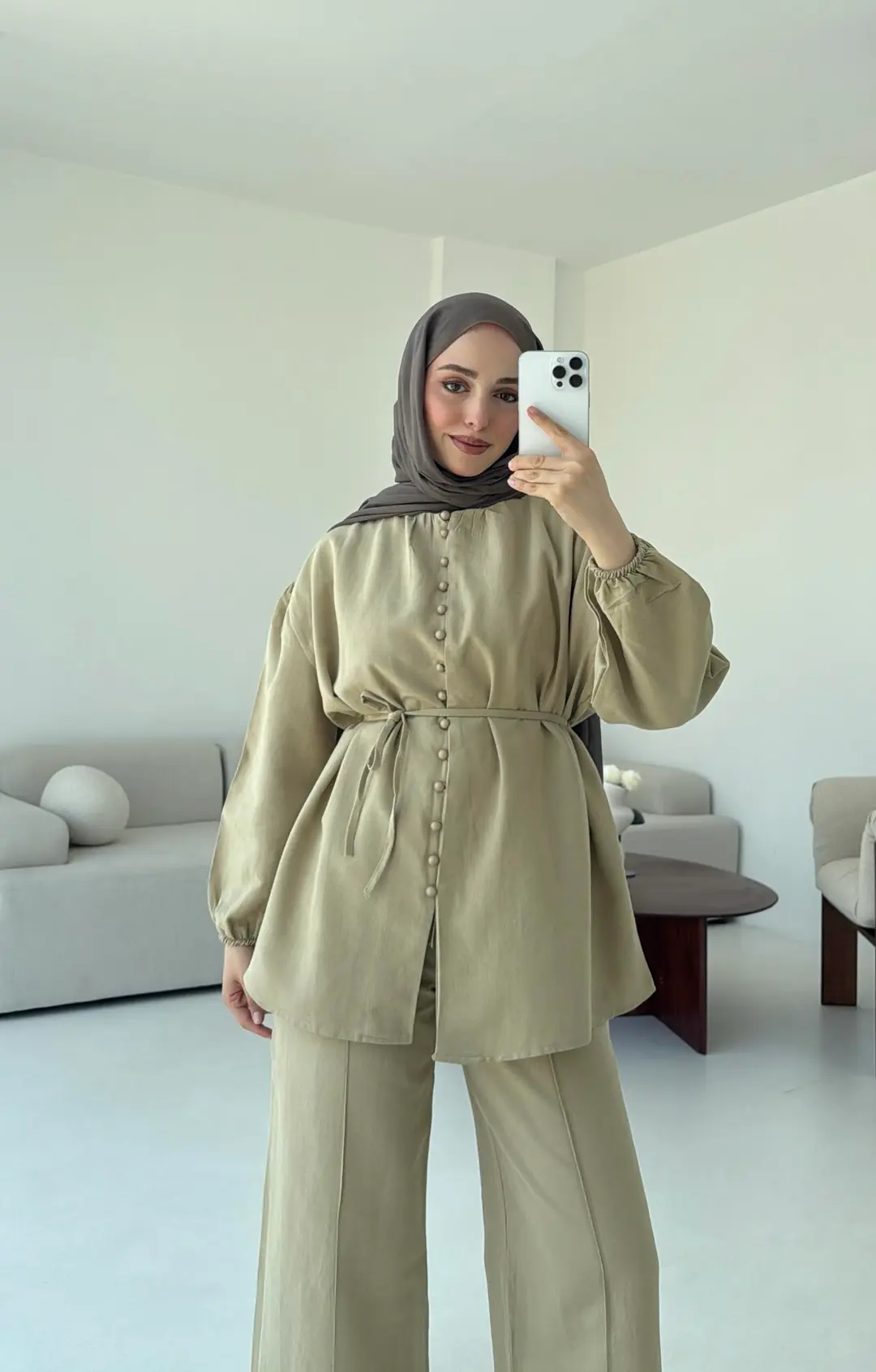 Top Dügmeli Takım Haki - Görsel 6