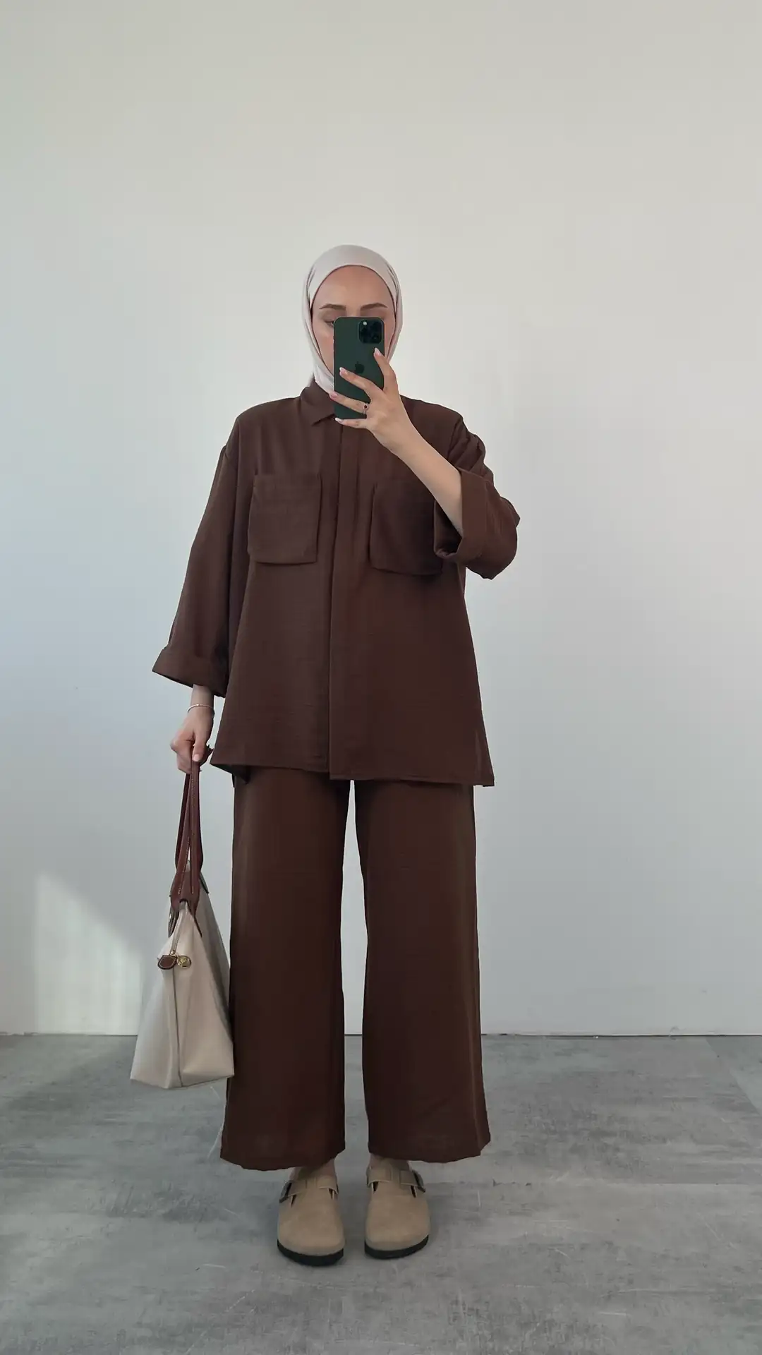 Torba Cep Gömlek Pantolon Takım Kahve - Görsel 2