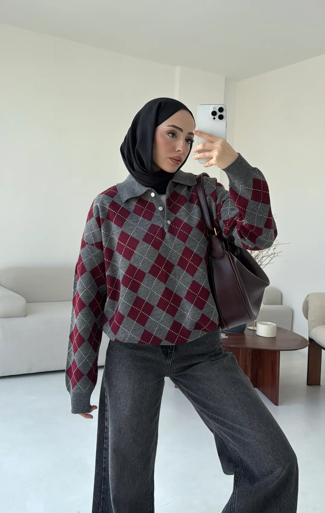 Triangle Desen Kazak Gri - Görsel 5