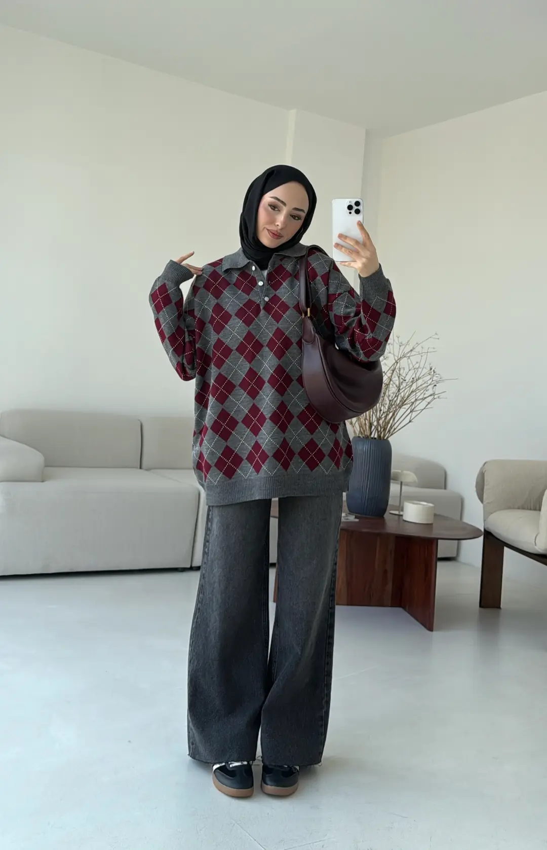 Triangle Desen Kazak Gri - Görsel 6