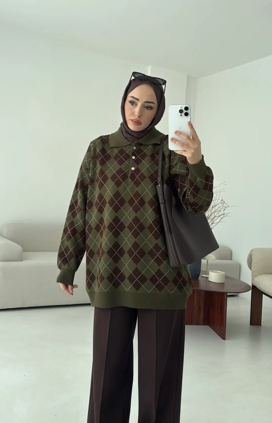 Triangle Desen Kazak Haki - Görsel 10