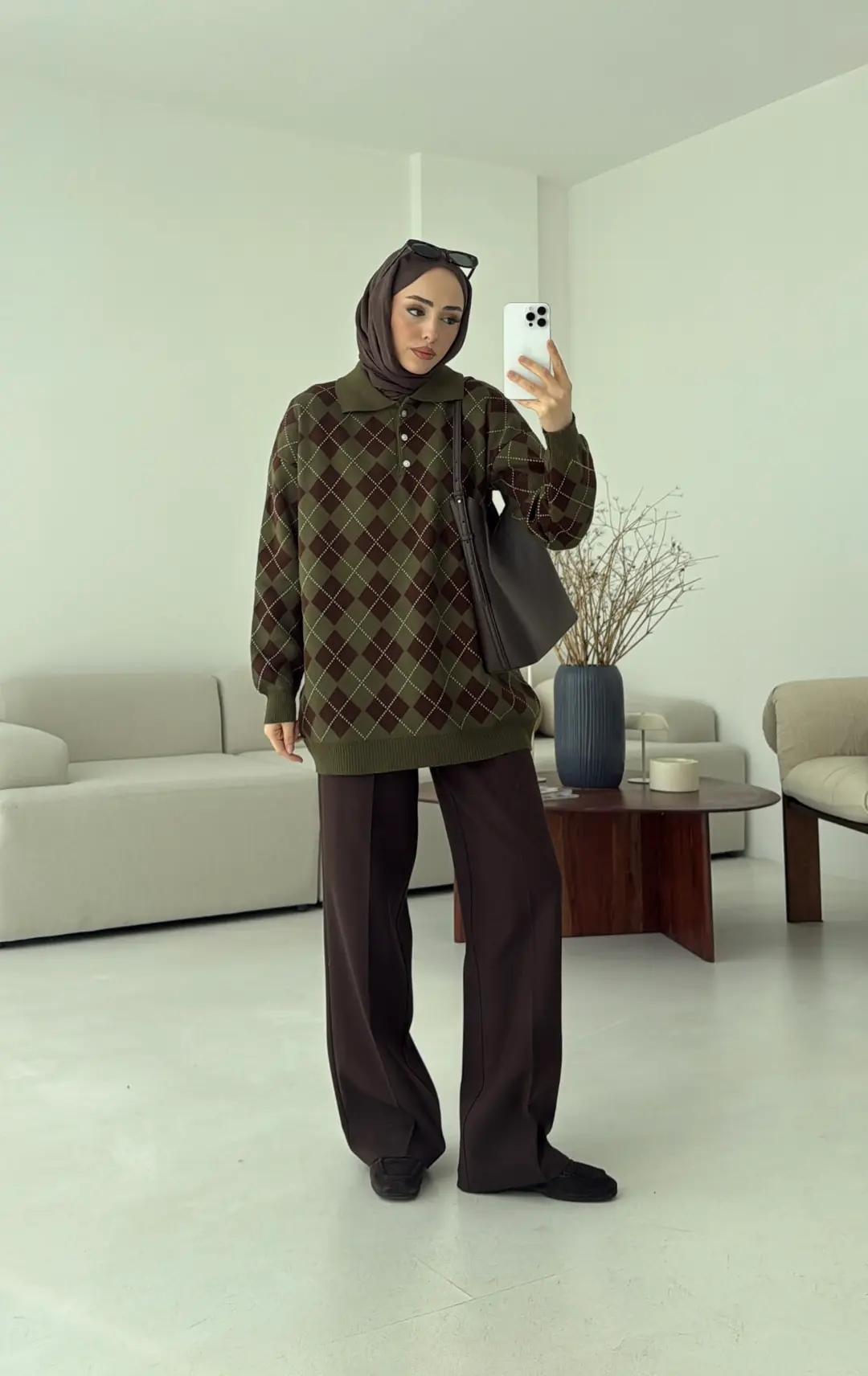 Triangle Desen Kazak Haki - Görsel 8